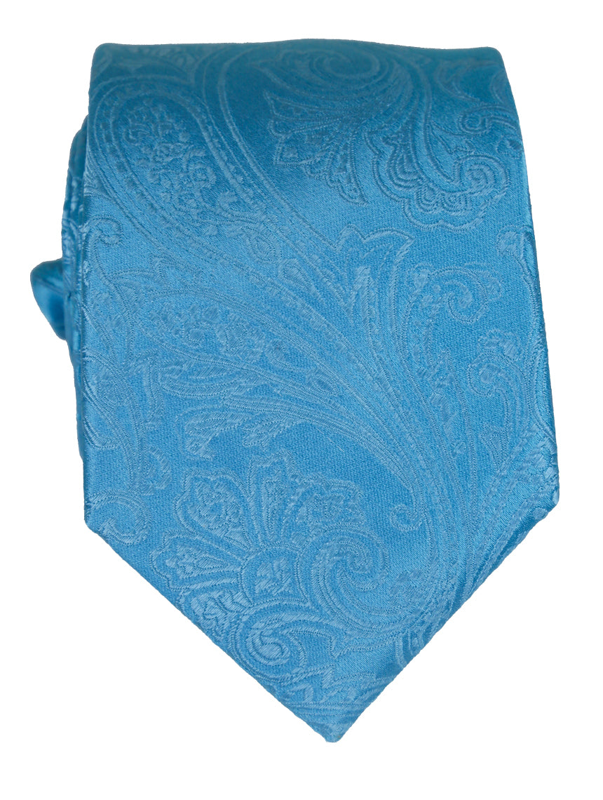 DÉCLIC Classic Aqua Paisley Necktie for Men - Elegant Silk Tie for Business, Weddings & Formal Occasions