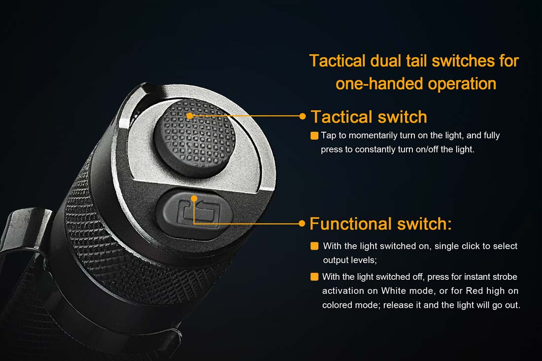 Fenix TK25 R&B Blue/Red Dual Light Flashlight - High Power LED Tactical Light for Camping, Hunting & Emergency Use (Discontinued Model)