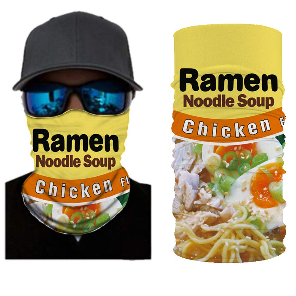 KIDVOVOU Ramen Noodle Soup Bandana Face Mask - Balaclava Neck Gaiter & Face Scarf for Cycling, Running, Hiking - UV Protection & Breathable Headwear for Outdoor Sports & Winter Activities