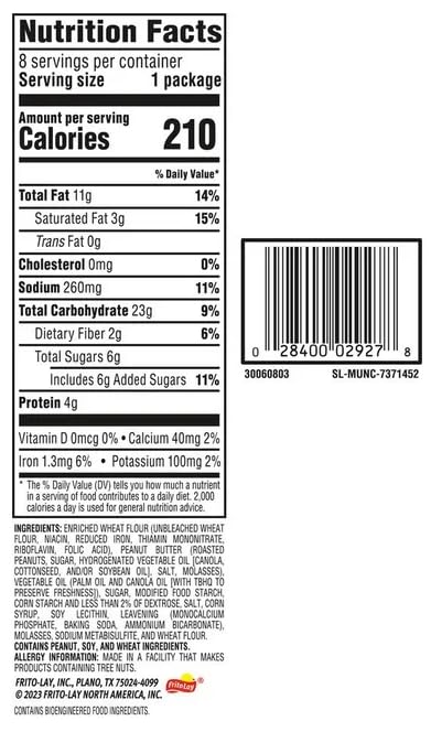YOLOMOLO Peanut Butter Sandwich Crackers - 8 Pack (1.42 oz Each) with Free White Plastic Spoon & Bookmark Gift - Perfect for School Lunches, Office Snacks, and Travel