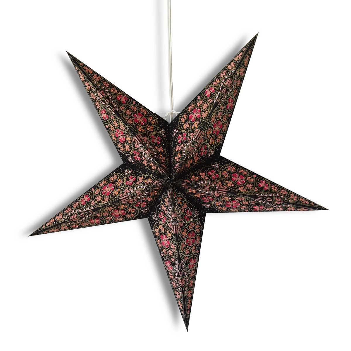24 Pack Black & Gold Paper Star Lanterns - Outdoor Garden Hanging Decorations for Wedding, Party, Festival & Home Decor - Perfect for Patio, Backyard & Indoor Events