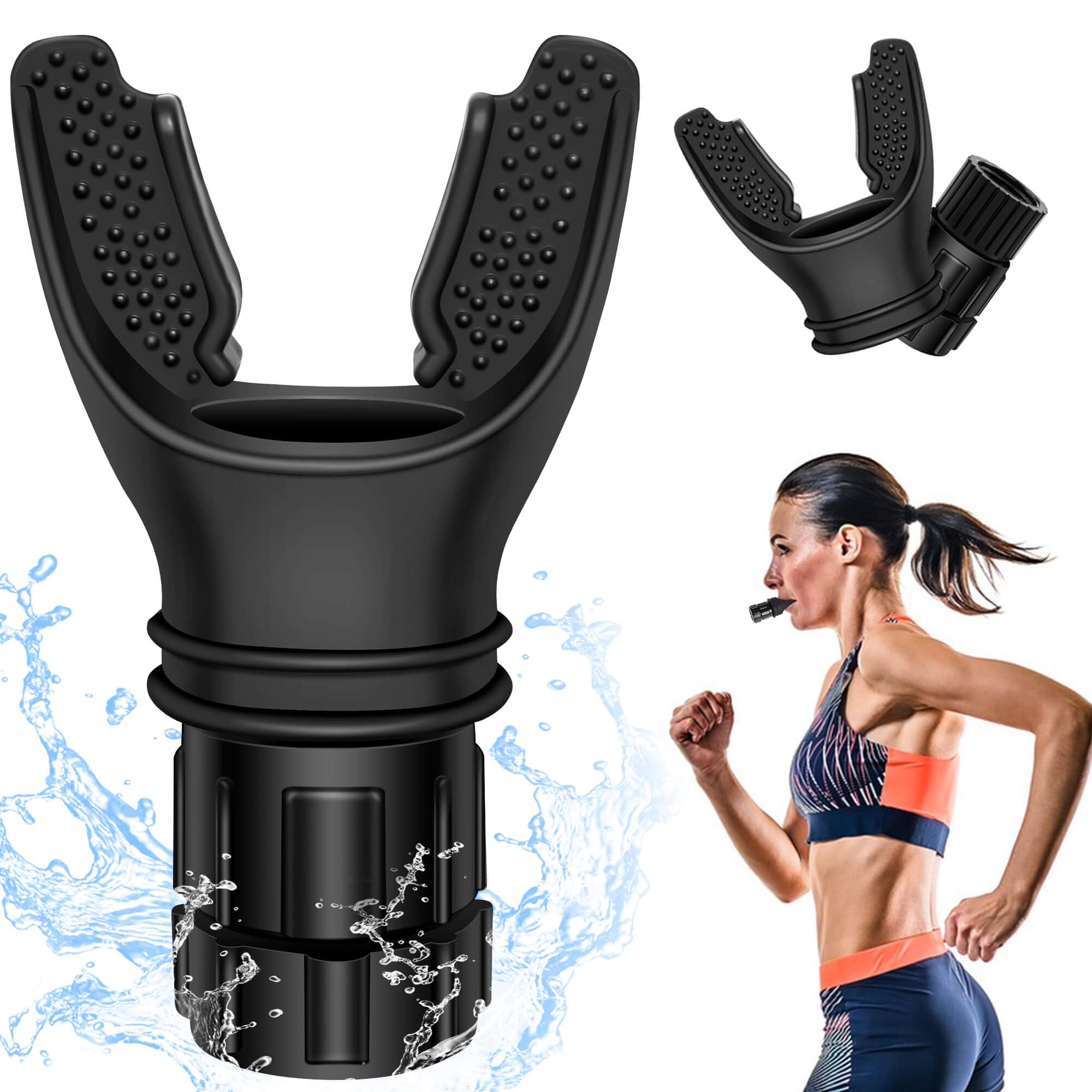 Portable Breathing Exercise Device - Adjustable Resistance Respiratory Trainer for Oral & Muscle Strengthening | The Breather - Easy to Clean (Black) | Ideal for Athletes, Singers & COPD Patients