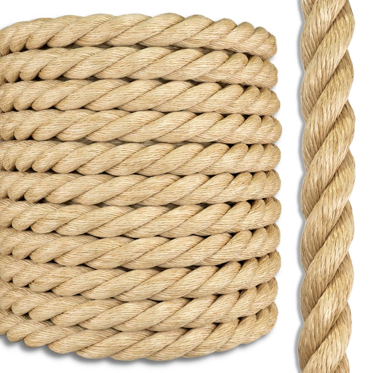 Premium 3-Strand Twisted Synthetic Manila Rope - 2 Inch x 25 Feet - Weather-Resistant for Indoor & Outdoor Use - Perfect for Decorative Projects, DIY Crafts, Boat Docking, and Garden Landscaping