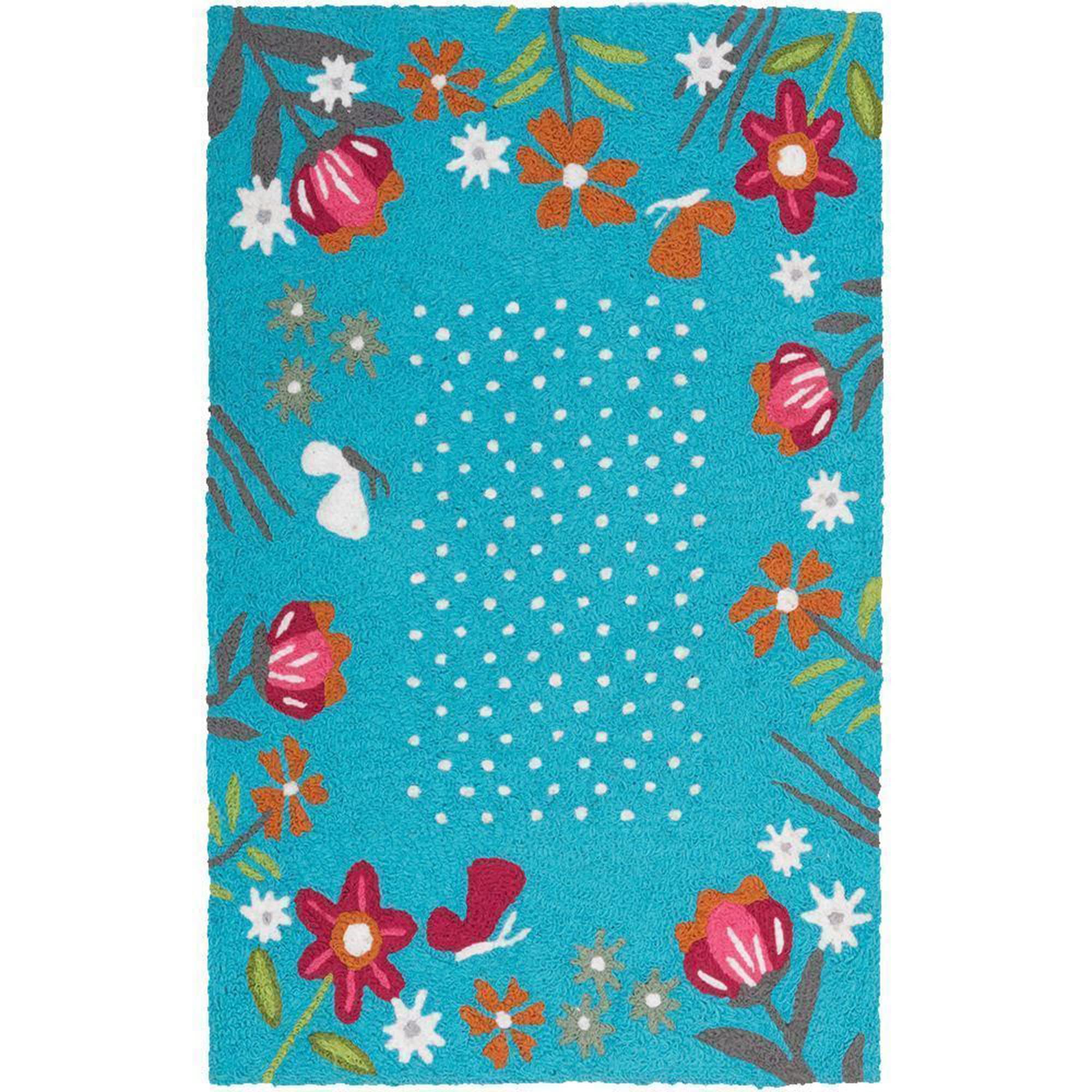 Jellybean Indoor/Outdoor Wildflower Garden Area Rug 58x78 Inch - Non-Slip Decorative Floor Mat for Living Room, Bedroom, Patio & Outdoor Spaces