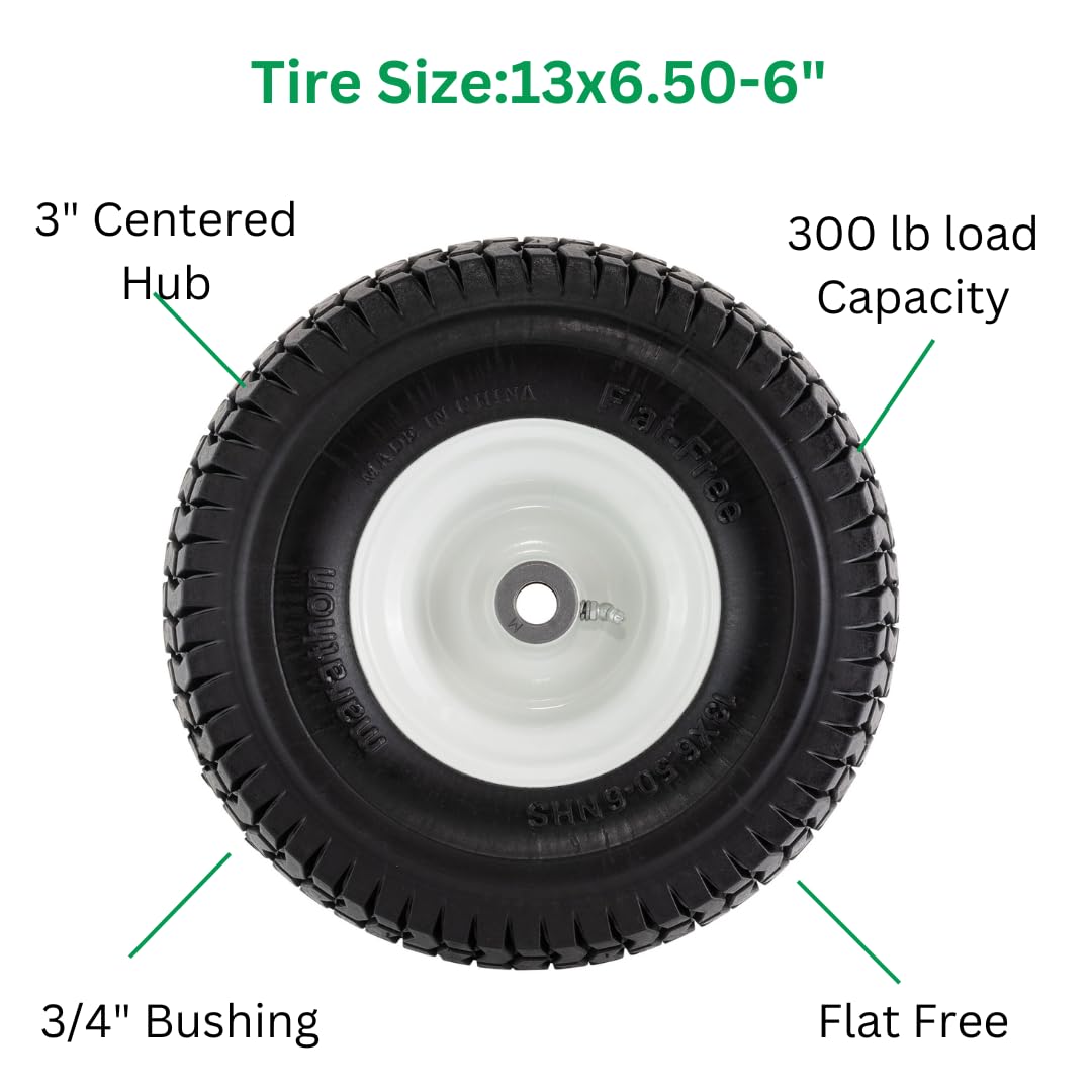 Marathon 13x6.50-6 Flat Free Tire with Wheel - 3