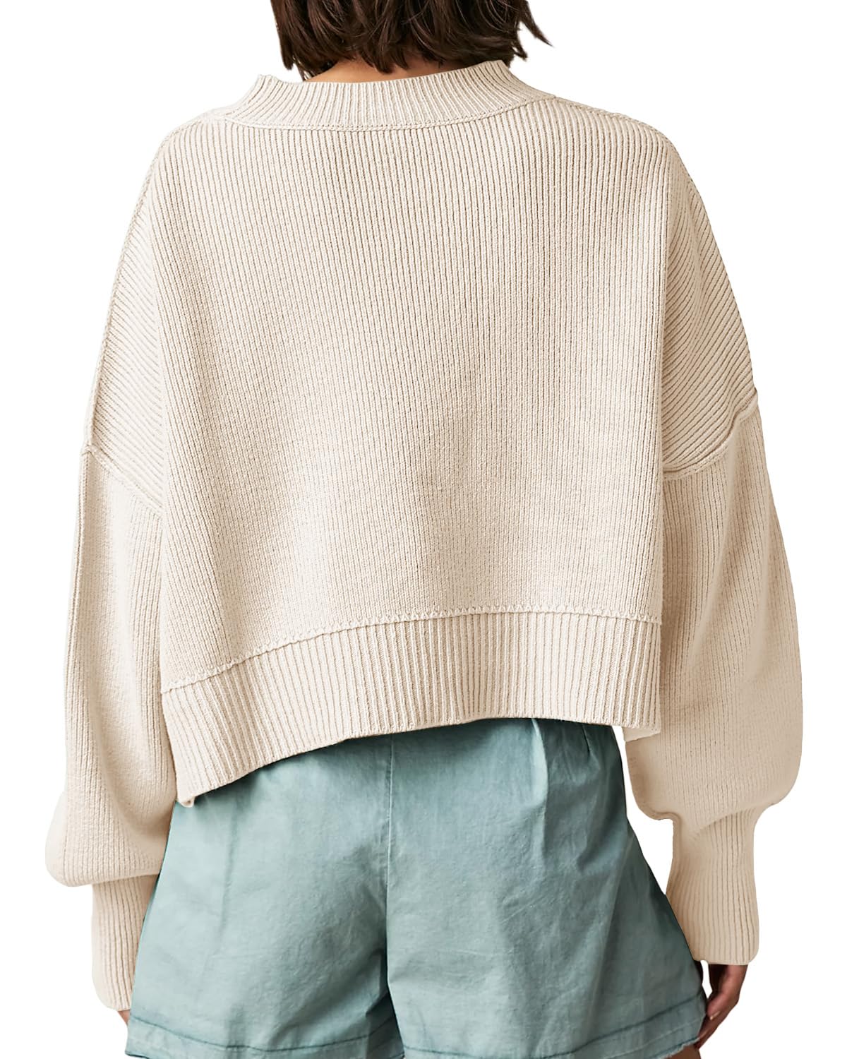 Saodimallsu Women's Oversized Cropped Sweater - Long Batwing Sleeve Crewneck Pullover Ribbed Knit Jumper Top | Casual Fall Winter Fashion for Streetwear & Layering