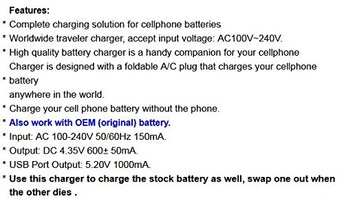 Universal Travel Dock Wall USB/AC SCP-63LBPS Battery Charger with SIM Tool - Compatible with Kyocera DuraXV+ E4520PTT Cellphone | Perfect for Travel, Camping & Emergency Charging