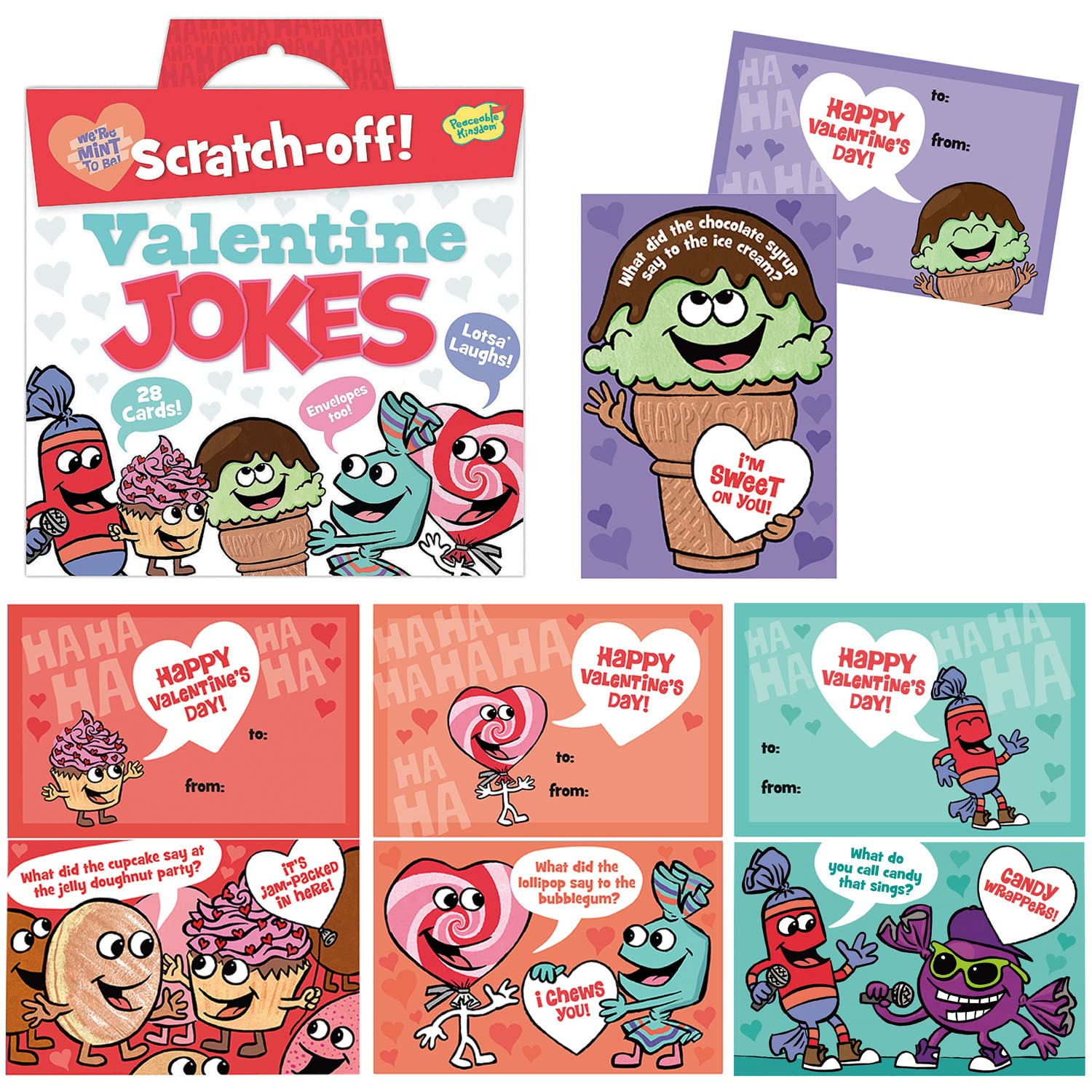 Peaceable Kingdom Valentine's Day Cards for Kids - Set of 28 Classroom Valentines with Scratch-Off Jokes | Fun School Party Favors & Friendship Exchange Gifts