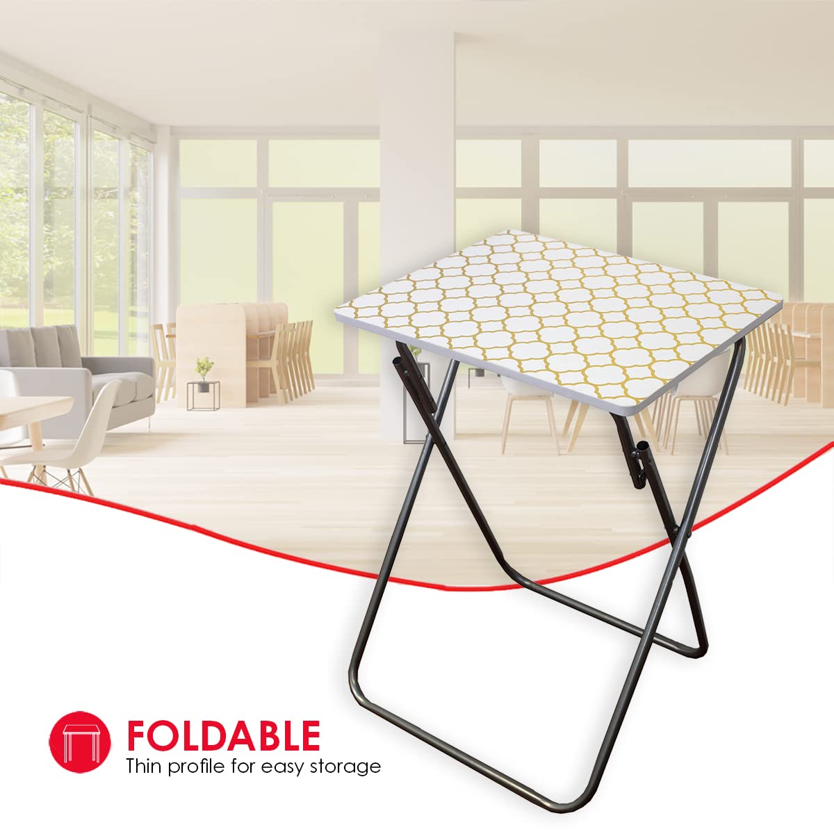 Gold Foldable TV Tray - Multi-Purpose Laptop Desk & Bedside Table for Snacks & Drinks