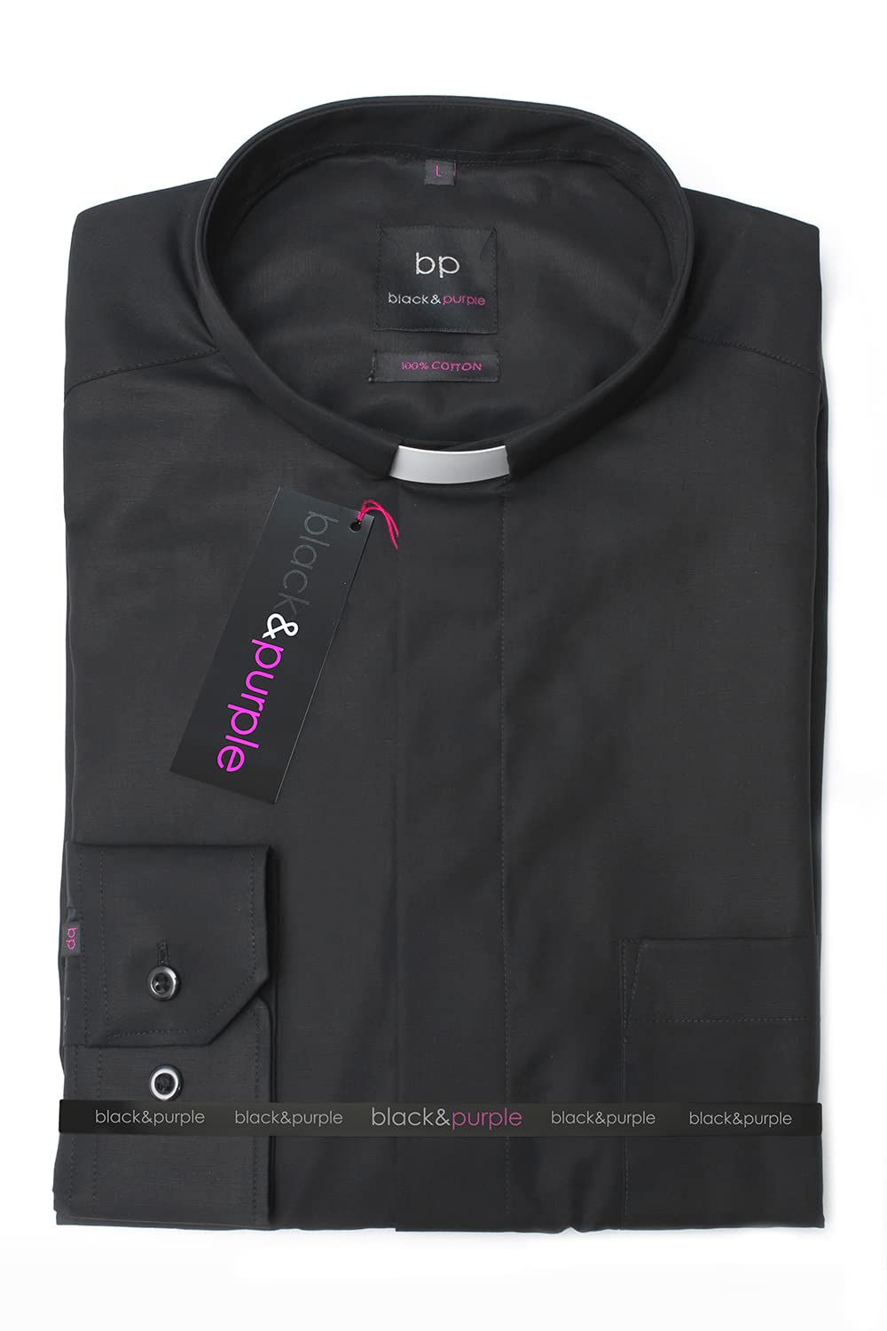 Non-Iron Clergy Shirt Long Sleeve - Classic Fit Black Shirt for Priests & Ministers | Perfect for Church Services, Weddings & Religious Ceremonies
