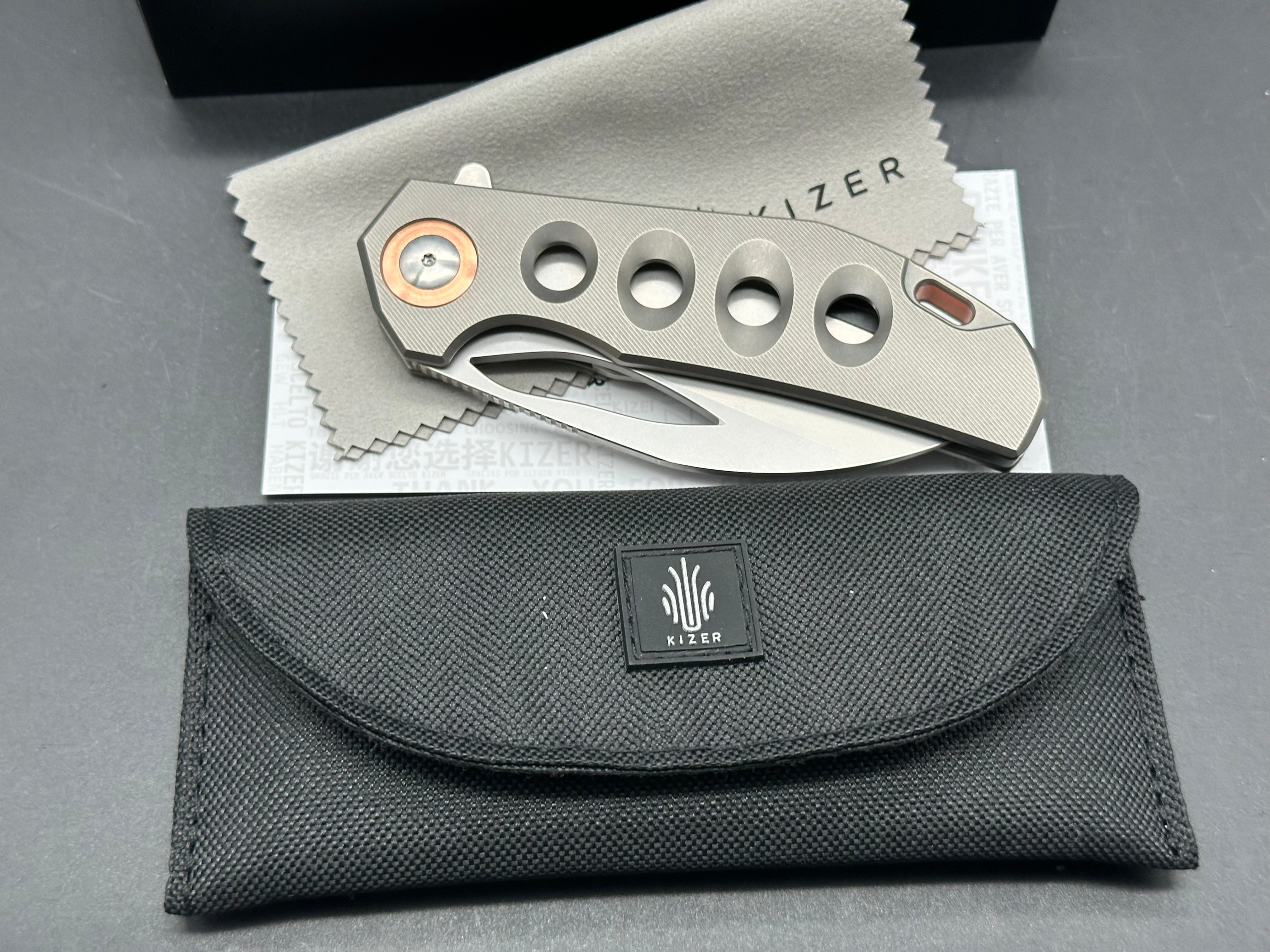 Kizer Hawk Liner Lock Folding Knife - Titanium Handle with S45VN Steel Blade | EDC, Outdoor Survival & Camping Gear
