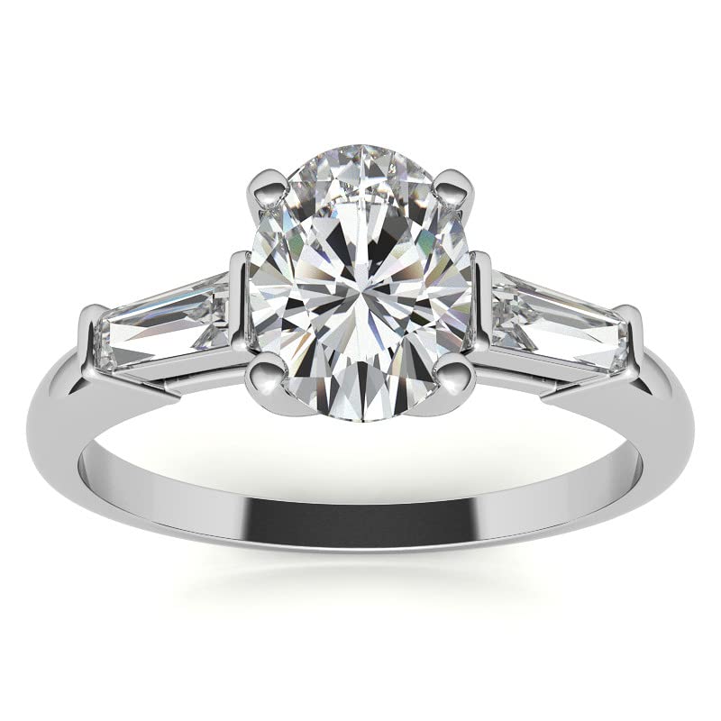 2 CT Oval Colorless Moissanite Engagement Ring Set for Women - Sterling Silver Wedding Bridal Ring Set with Solitaire Prong - Anniversary Promise Gift for Her - Perfect for Proposals, Weddings & Special Occasions