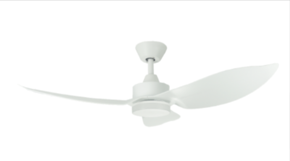 D'FAN SPACE46 46-Inch White/Wood Ceiling Fan with Light - Energy Efficient, Quiet DC Motor - Perfect for Living Room, Bedroom, or Patio (Installation Service Available)