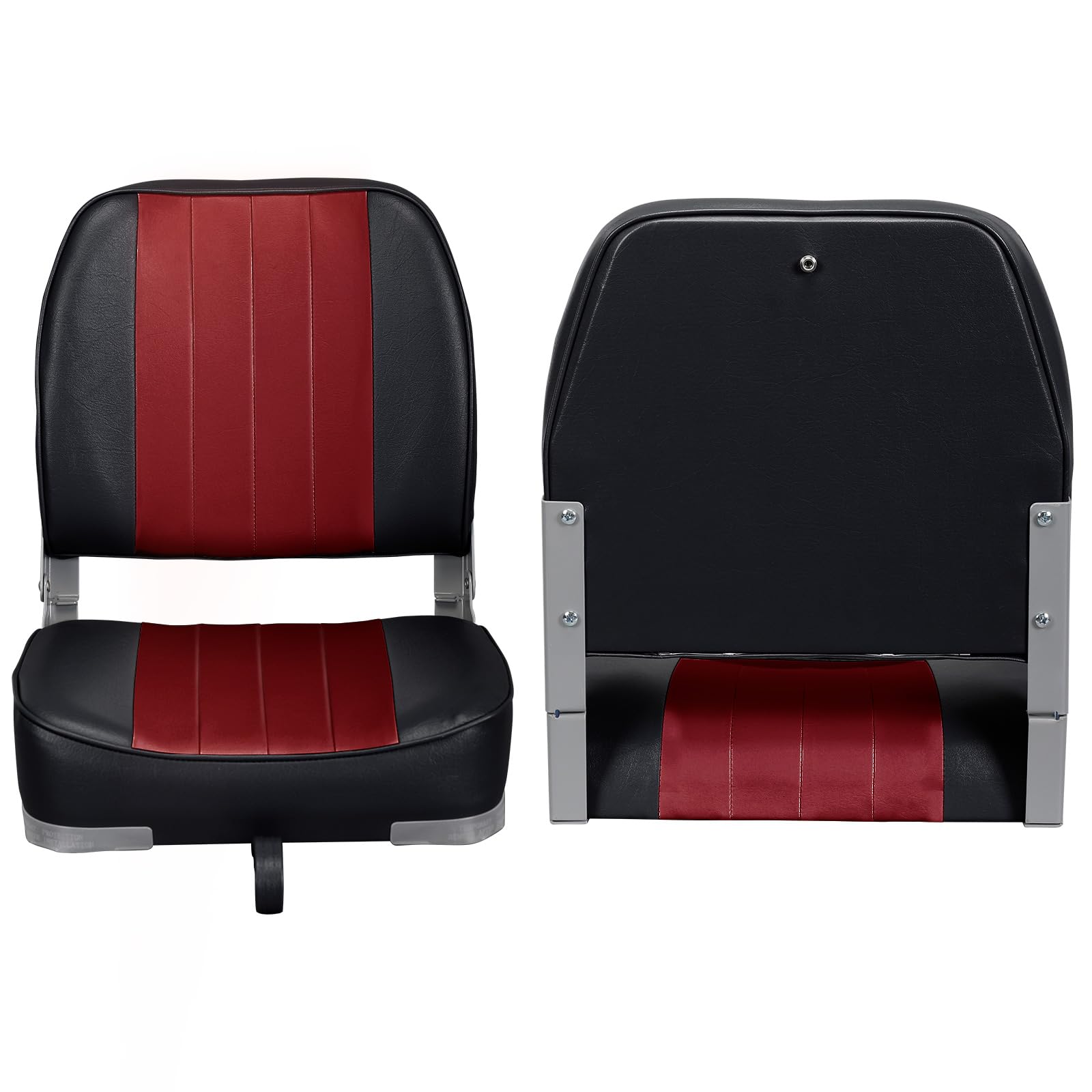 Leader Accessories Low Back Folding Boat Seats - Pair of 2, Comfortable & Durable Marine Chairs for Fishing Boats, Pontoon, Deck & Outdoor Use