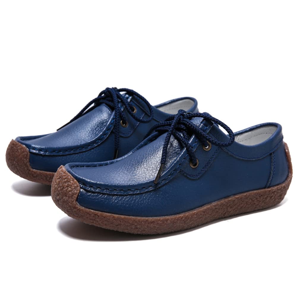 WERWAES Women's Leather Loafers - Comfortable Slip-On Moccasins for Walking, Office & Driving - Lightweight Penny Loafers with Breathable Round Toe - Soft Work Shoes for Women - Perfect for Business Casual, Travel & Everyday Wear