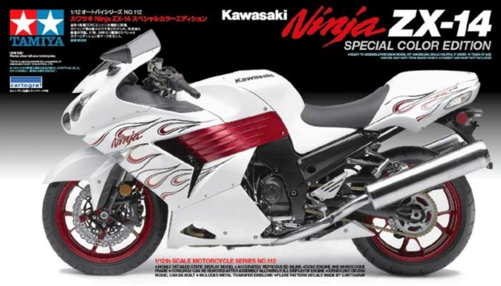 TAMIYA Dickie 300014112 1:12 Scale Kawasaki Ninja ZX-14R Special Edition Plastic Model Kit - Perfect for Collectors, Hobbyists & Motorcycle Enthusiasts