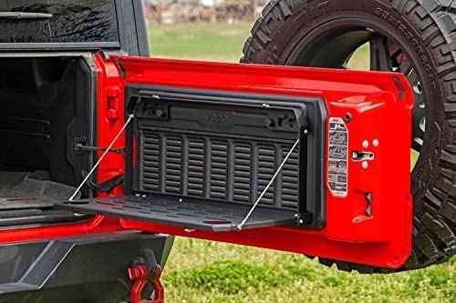 Rough Country Folding Rear Tailgate Table for Jeep Wrangler JL & Unlimited (2018-2024) | Heavy Duty Camping Gear | Perfect for Outdoor Cooking, Picnics & Tailgating