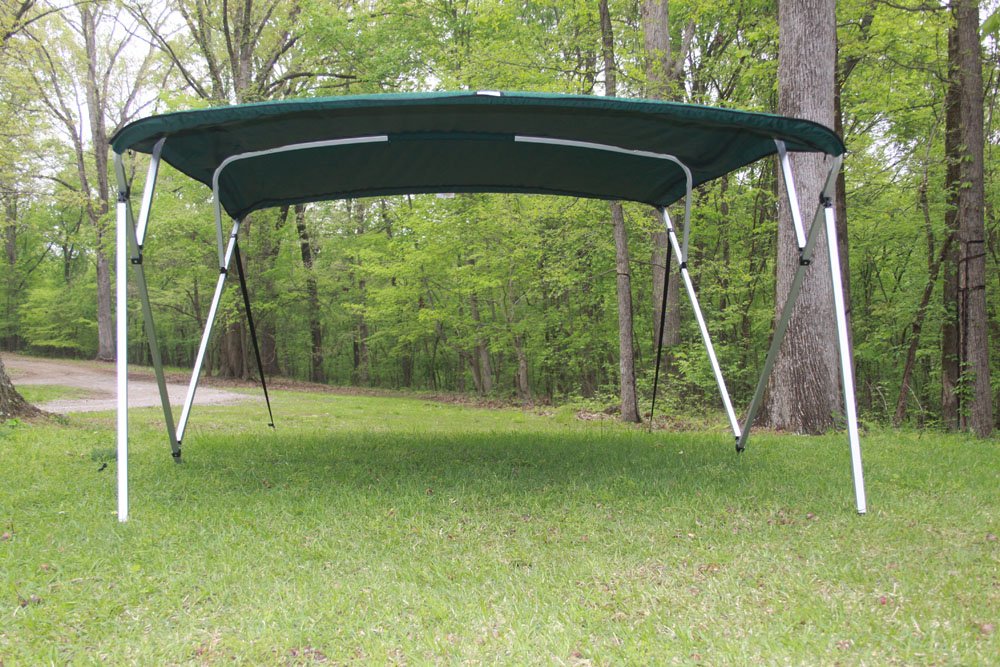 VORTEX 4 Bow Pontoon Boat Bimini Top - 8ft Green Square Tube Frame (Fits 97-103