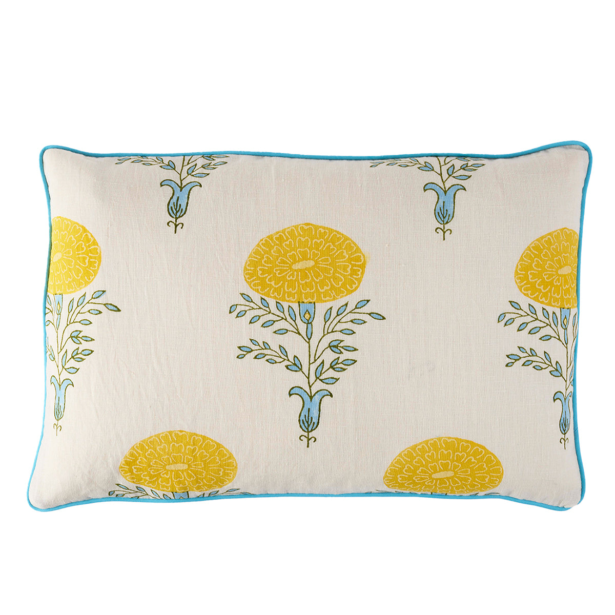 Piped Marigold Yellow Wide Stripe Cushion Cover - Soft Decorative Pillow Case for Sofa, Bed & Home Decor