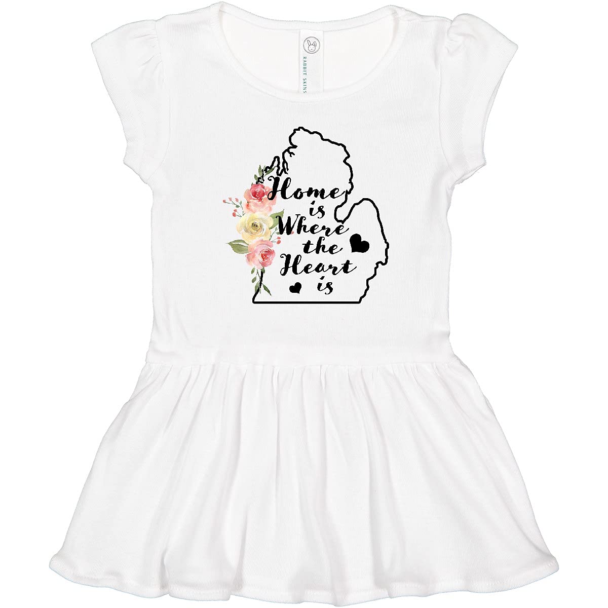 Inktastic Michigan Home is Where The Heart is Watercolor Print Toddler Dress - Cute Outfit for Family Photos, Playdates & Special Occasions