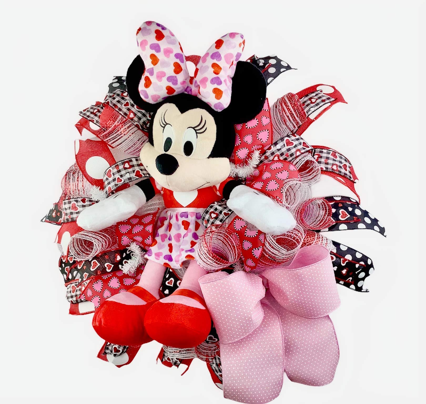 Valentine's Day Minnie Mouse Wreath for Front Door - Weather Resistant Fabric Mesh Decor - Perfect for Home, Party & Holiday Decoration