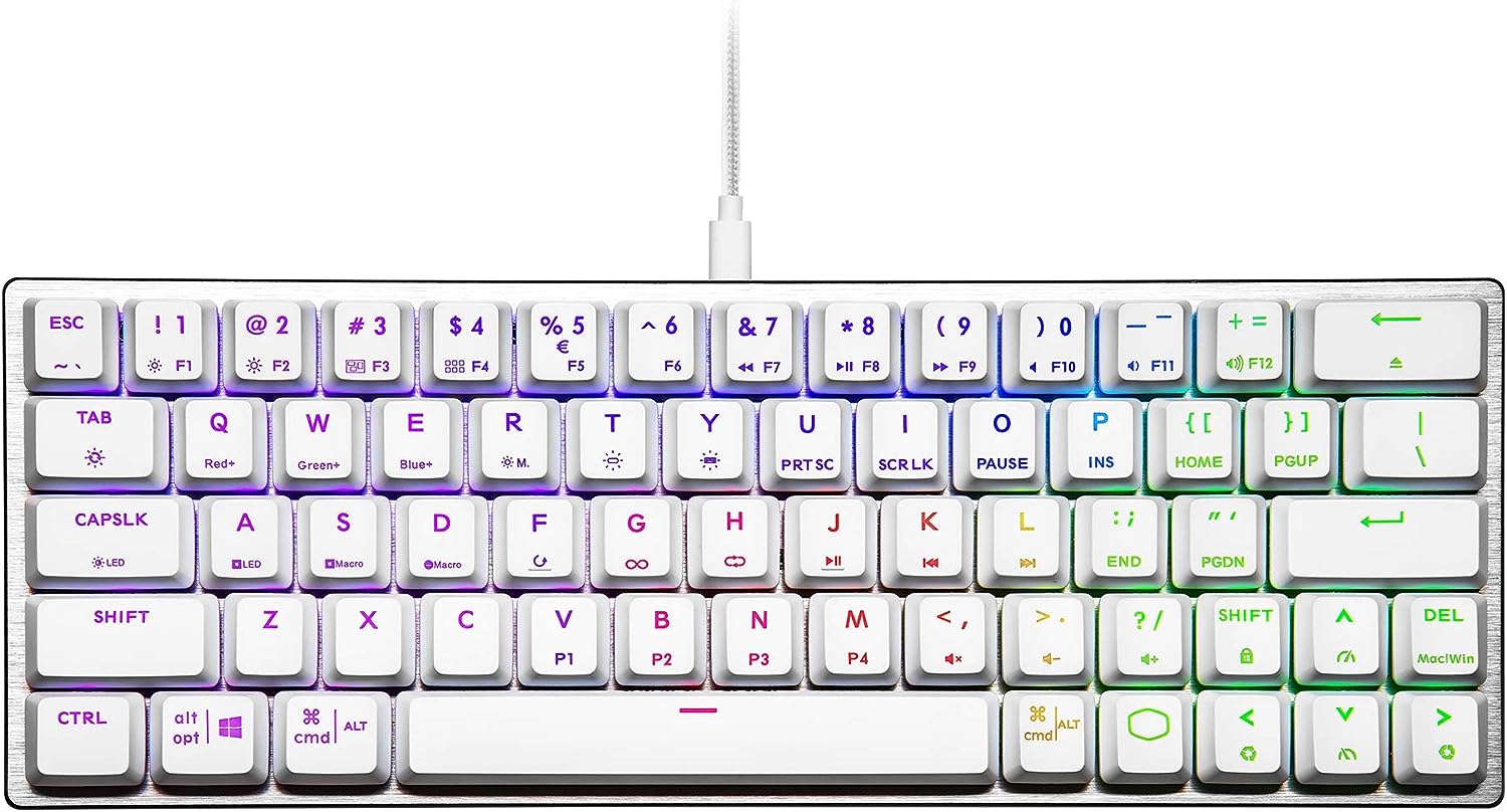 Cooler Master SK620 60% Compact Mechanical Gaming Keyboard - Low Profile Silver/White Design - Perfect for Esports, Office Work & Travel