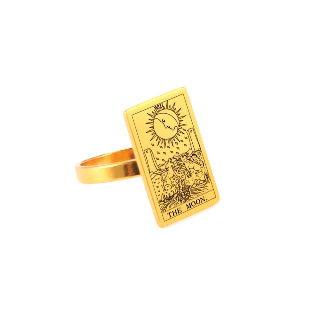 Tarot Card Rings for Women & Girls - Astrology Divination Magic Amulet Ring Band with Major Arcana Symbols - Perfect for Spiritual Healing, Meditation & Witchcraft Jewelry