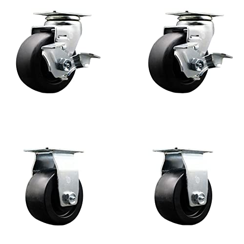 2 Swivel w/2 Top Lock Brakes - 2 Rigid