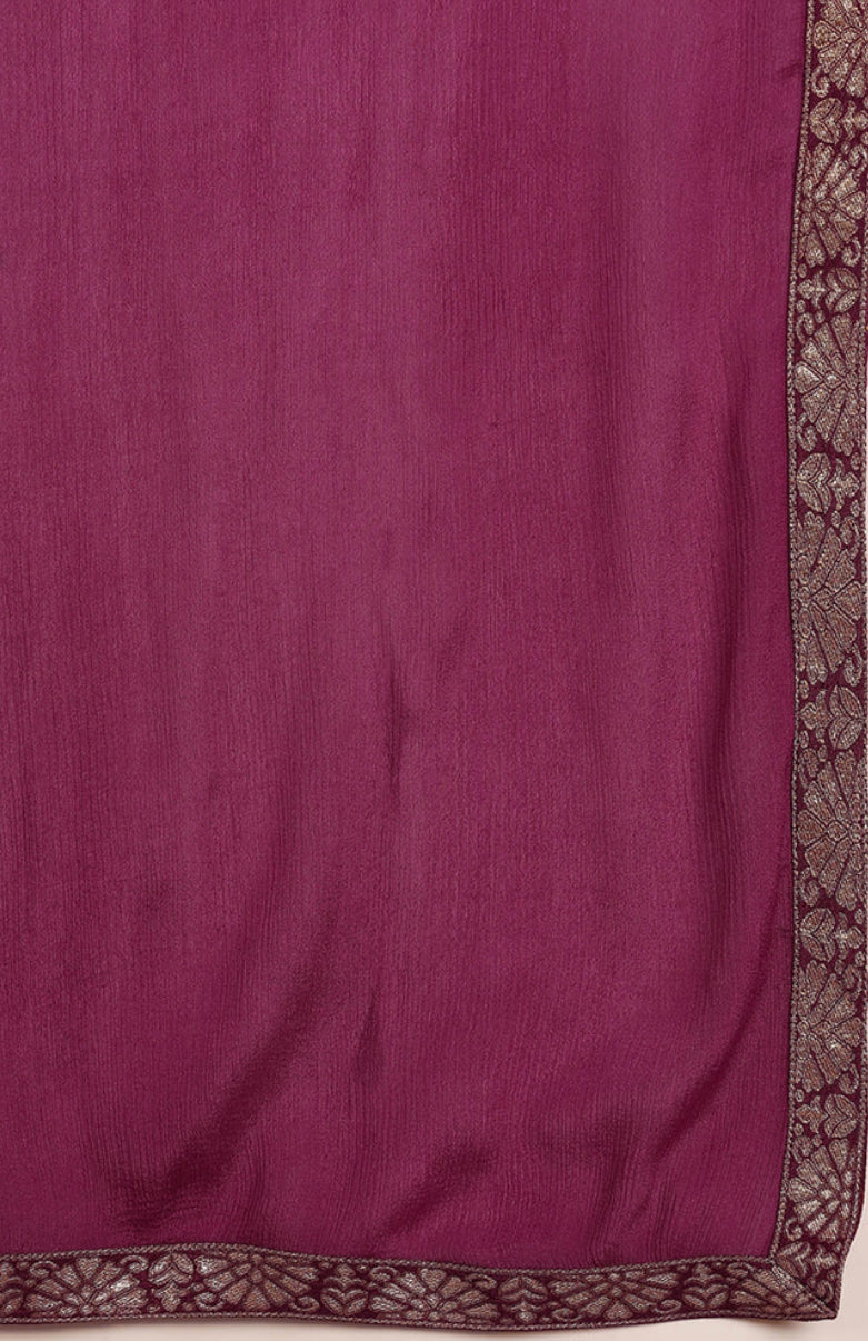 Purple Muslin Bandhani Woven Design Straight Trouser Suit Set for Women | Indian Ethnic Wear | Perfect for Festivals, Weddings & Special Occasions