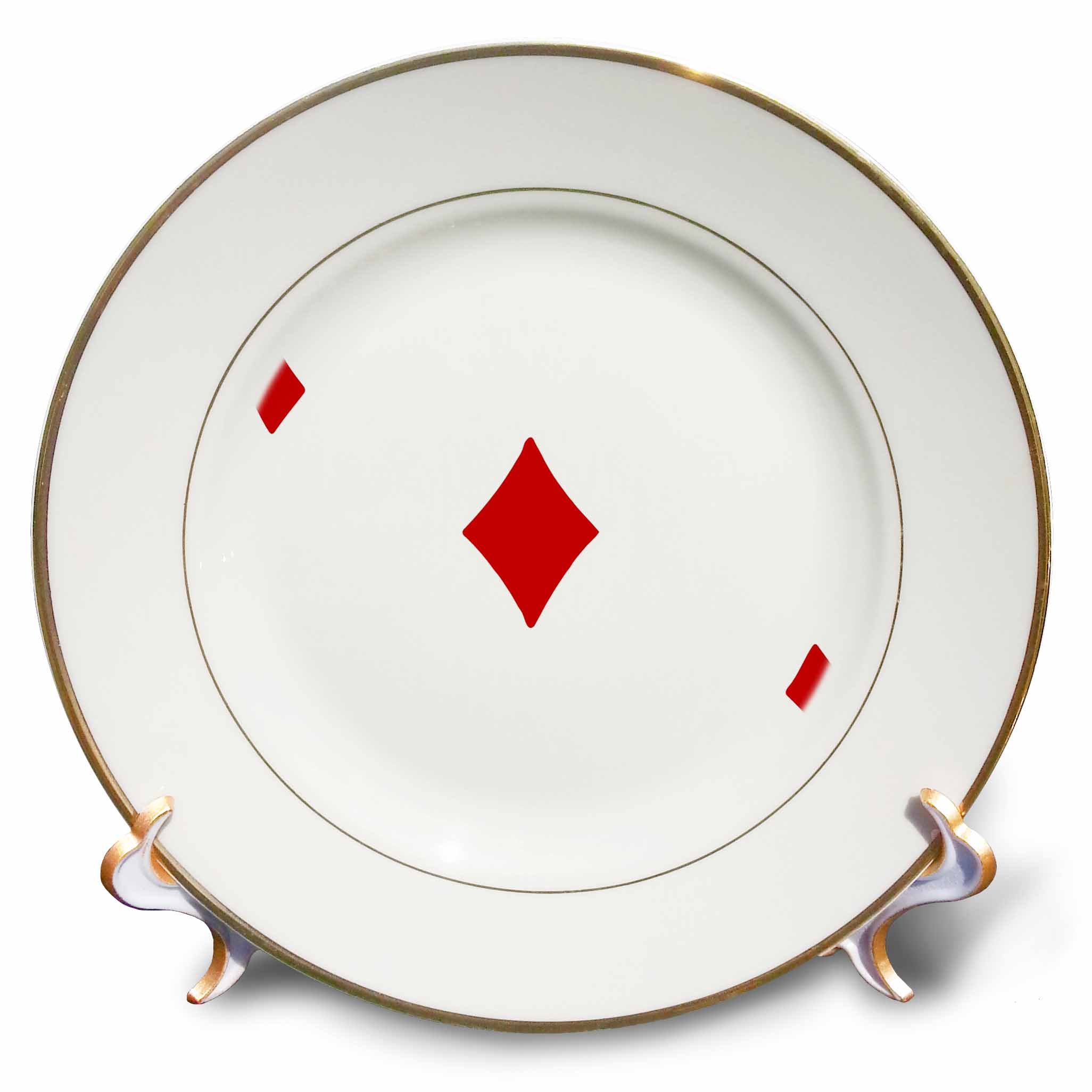 3D Rose Ace of Diamonds Playing Card Porcelain Plate - 8 Inch Red Diamond Suit Gift for Poker & Bridge Game Players - Perfect for Game Nights, Casino Themed Parties & Collectors Display