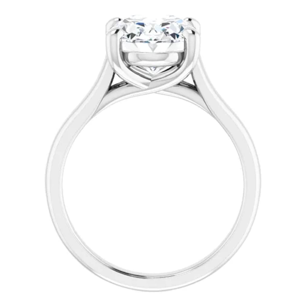 10K Solid White Gold Handmade Oval Cut Moissanite Engagement Ring - 2.0 CT Solitaire Wedding Band for Women | Bridal Proposal Jewelry Gift for Anniversary & Special Occasions
