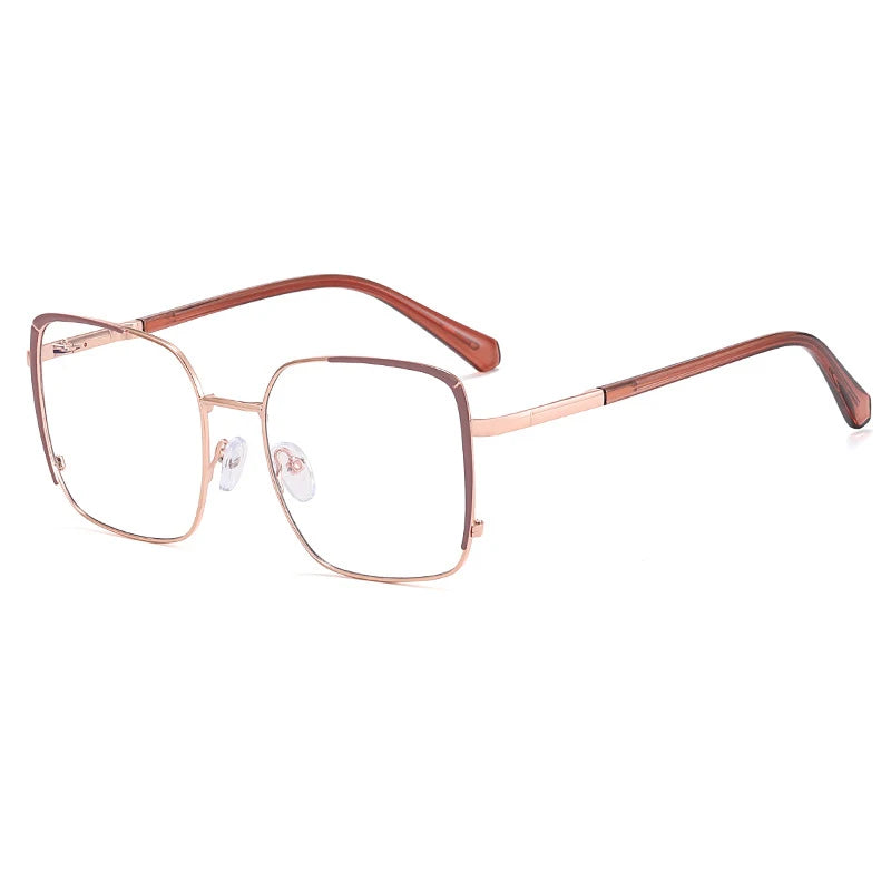 CCspace Women's Full Rim Oversize Square Alloy Eyeglasses Frame 57184 - Stylish Reading Glasses for Work, Office & Everyday Fashion Accessory