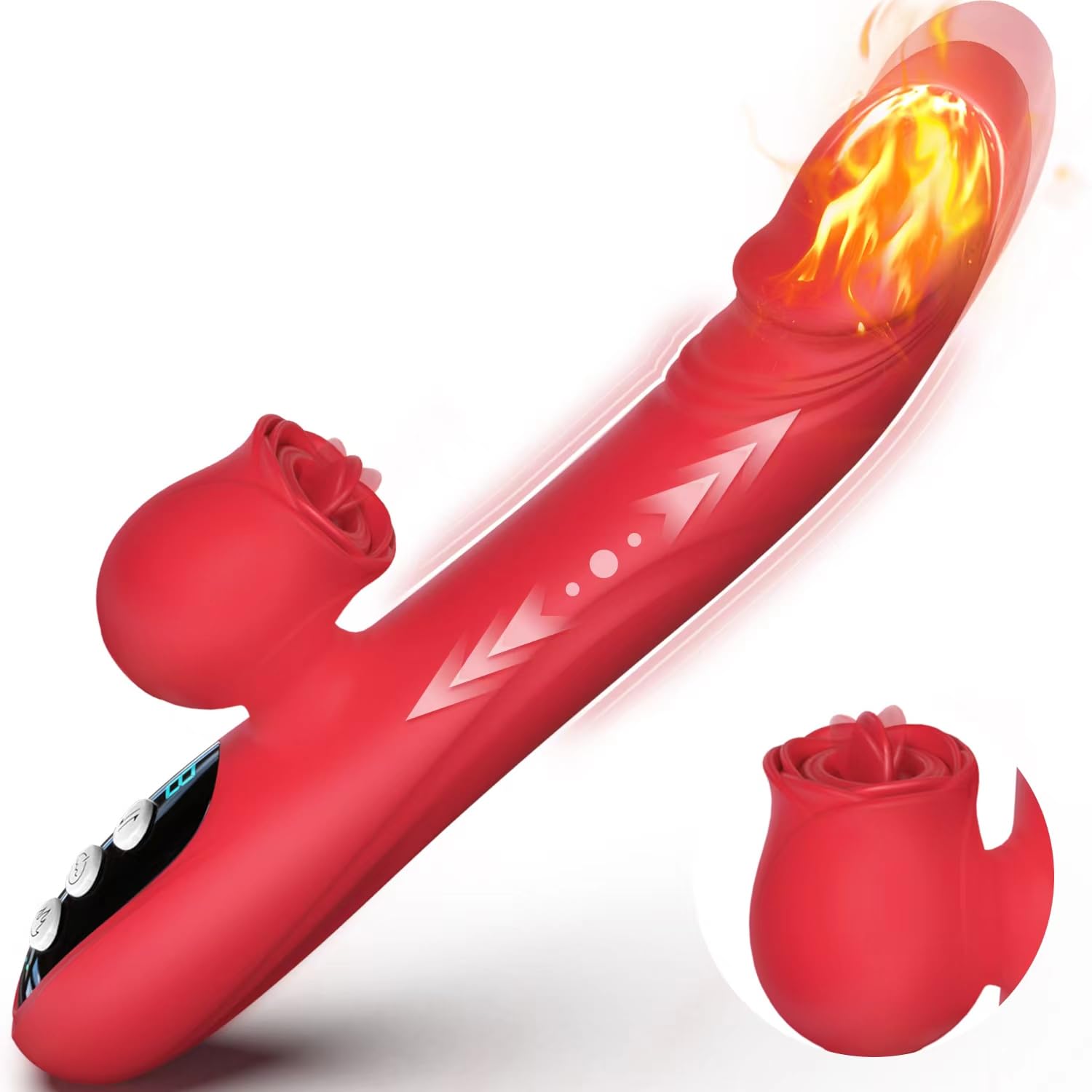 Realistic Rose Vibrator with 7 Vibration Modes - G Spot & Clitoral Stimulation Silicone Dildo for Women & Couples | Rabbit Sex Toy for Solo Play & Intimate Moments