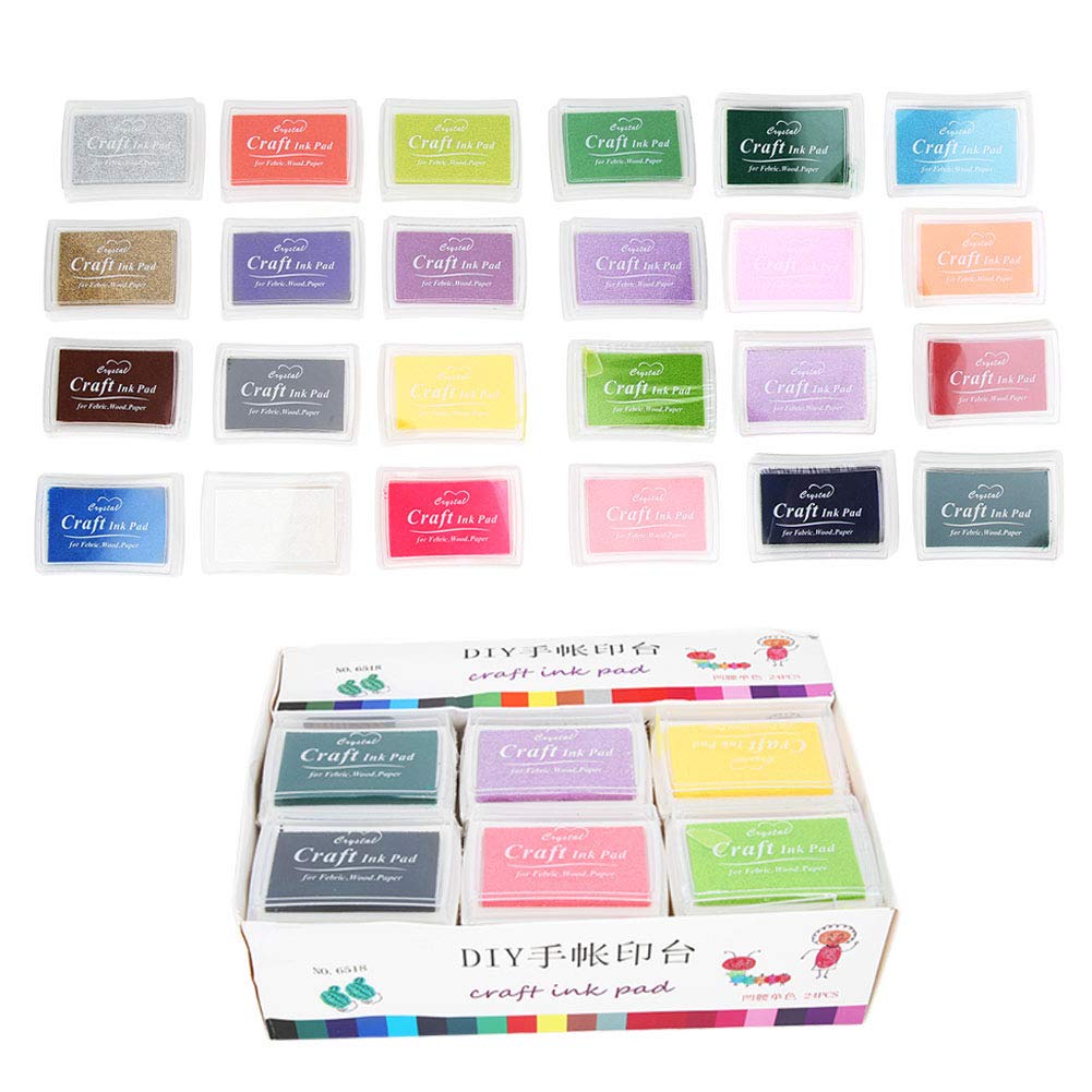 Joyzan 24 Colors DIY Stamp Pad - Waterproof Craft Ink Pad for Kids, Multicolor Rubber Stamps Set - Perfect for Card Making, Scrapbooking, Wedding Decor, School Projects & Art Supplies
