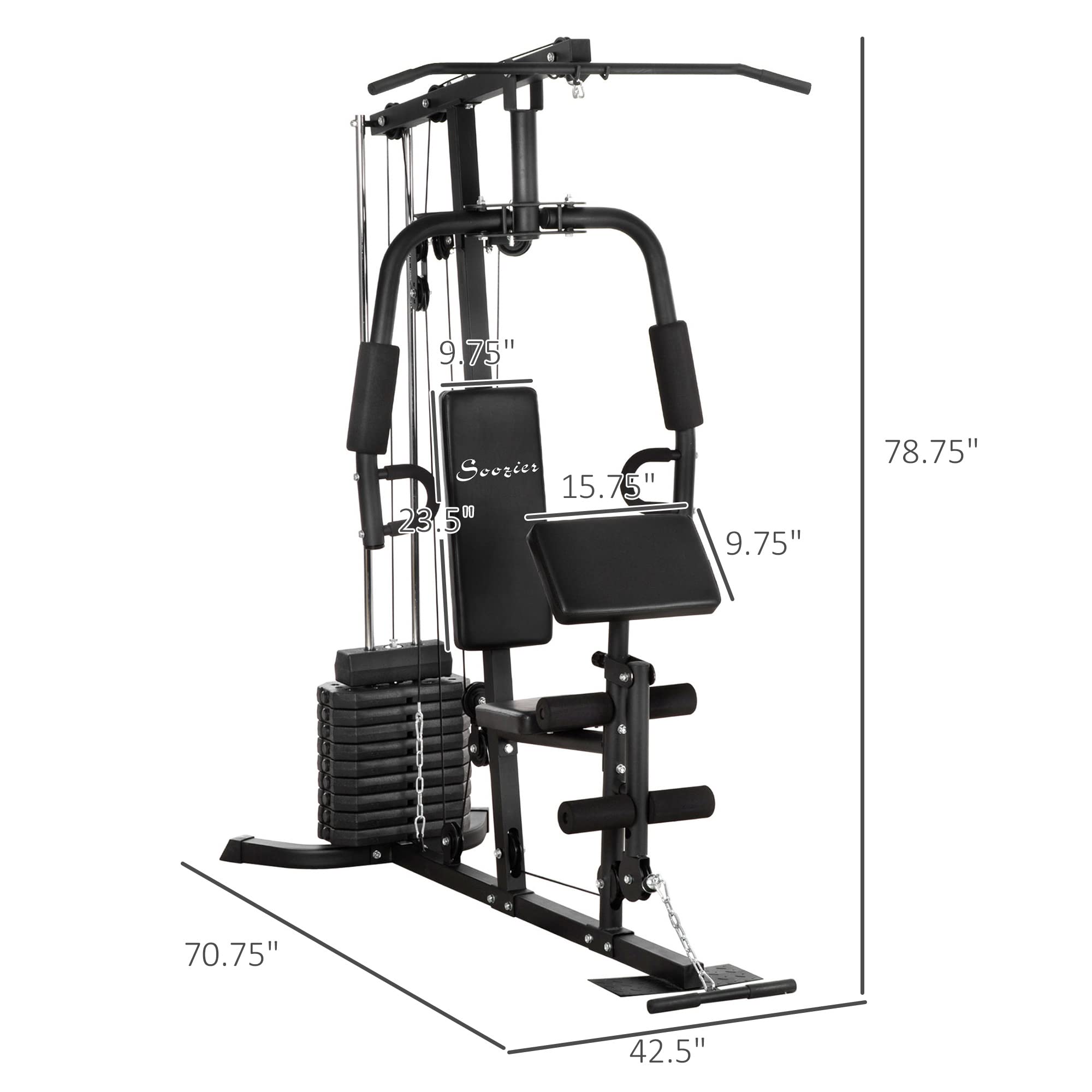 Soozier Home Gym with 100Lbs Weight Stack - Full Body Workout for Home Fitness