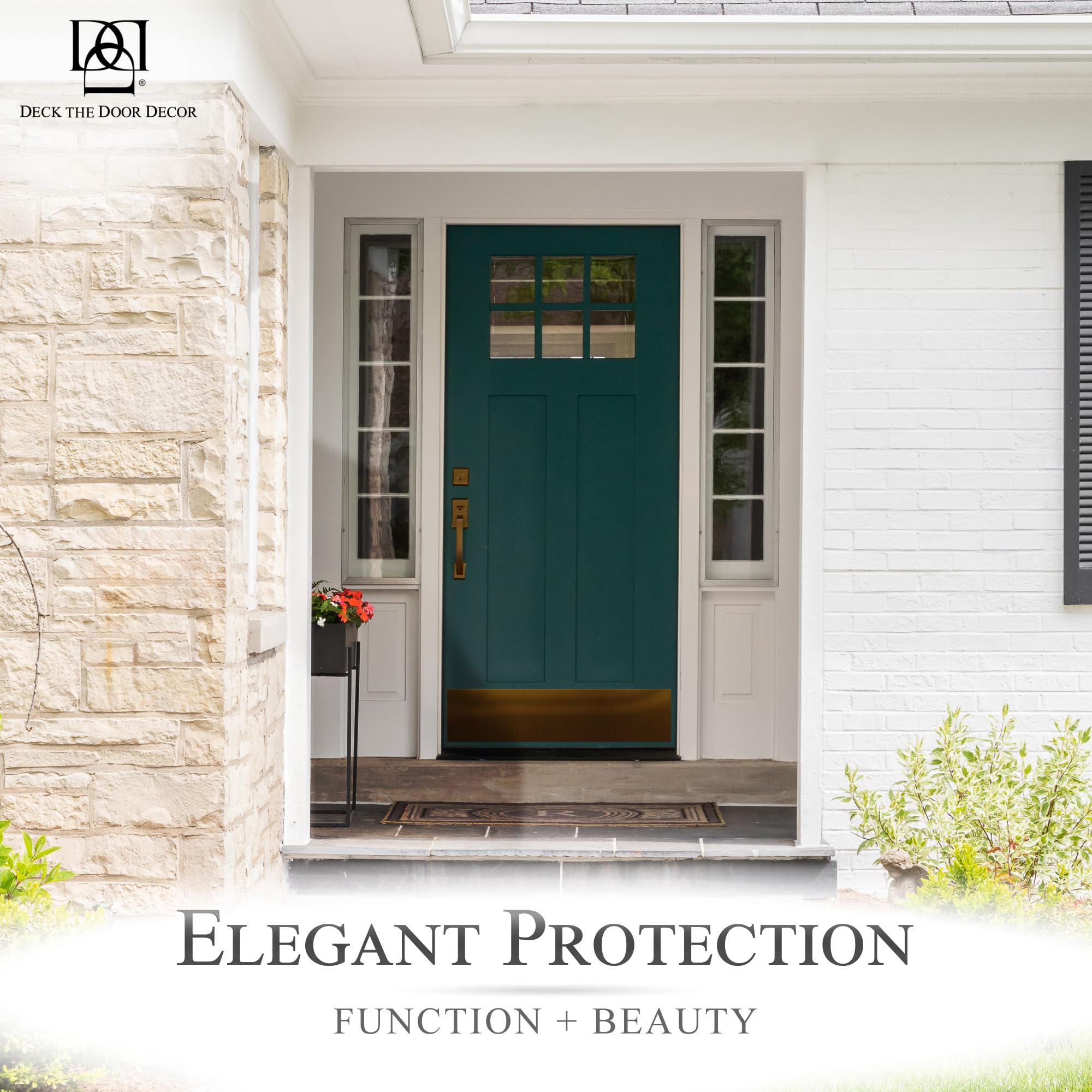 Deck The Door - Elegant & Durable Anodized Aluminum Door Kick Plate with Self-Adhesive - 8x32
