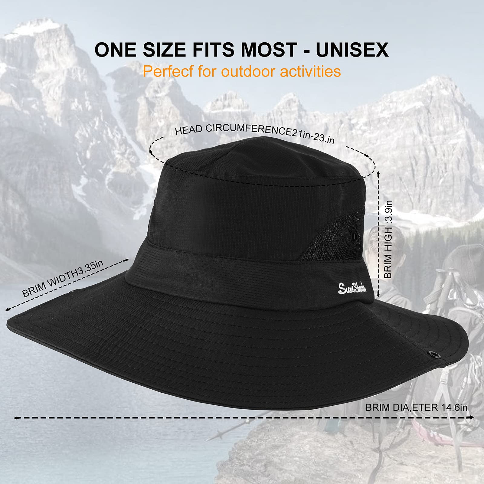 Tutuko Women's Wide Brim Sun Hat - UPF 50+ UV Protection, Foldable Bucket Hat with Ponytail Hole & Breathable Mesh for Beach, Fishing, Outdoor Activities