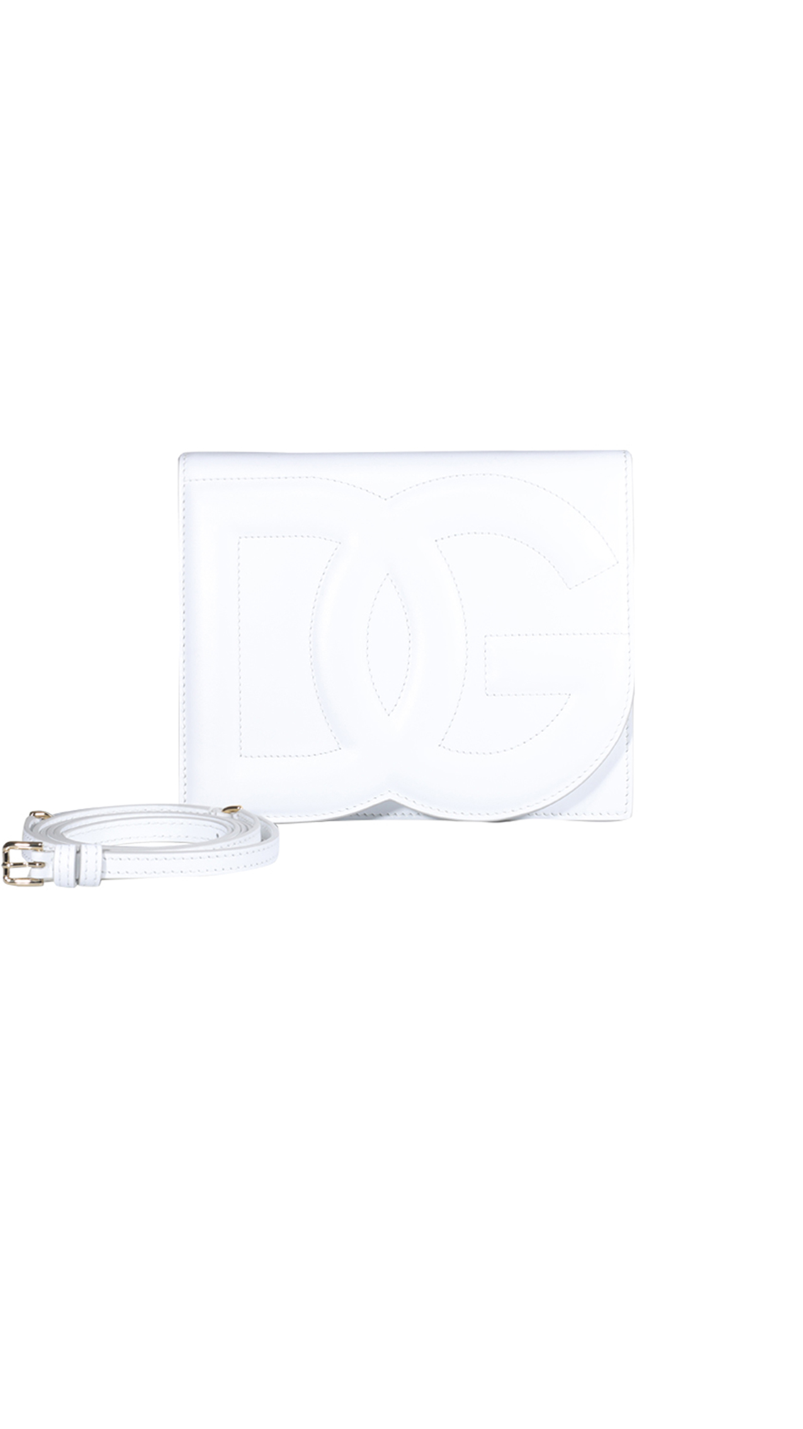 Luxury DG Logo Crossbody Bag in Genuine White Calfskin Leather - Perfect for Everyday Use, Travel & Fashion Accessories