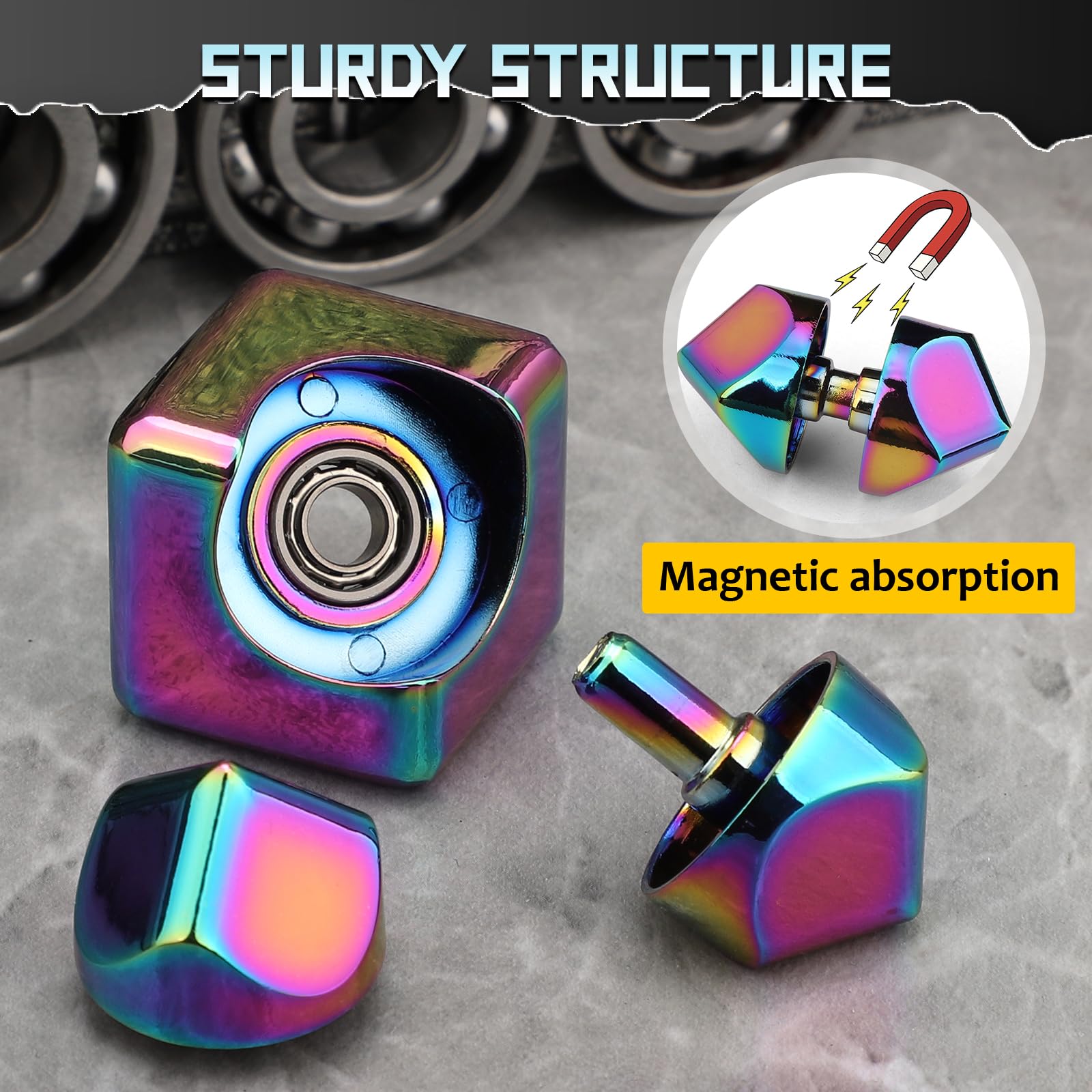Metal Fidget Spinner Cube - Stress Relief Sensory Toy for Kids, Teens & Adults | Anxiety Relief Desk Gadget | Cool EDC Office Toy | Easter Basket Stuffers Gift for Boys & Girls | Perfect for School, Work & Travel Stress Management