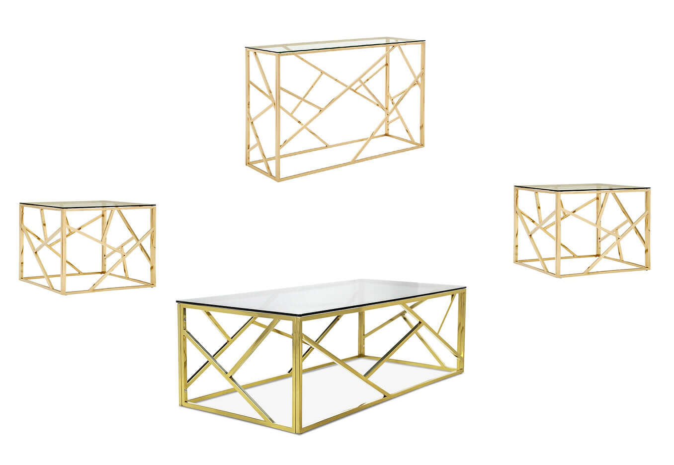 Premium 3-Piece Coffee Set with Tempered Glass & Gold Frame - Perfect for Home, Office, and Restaurant Use
