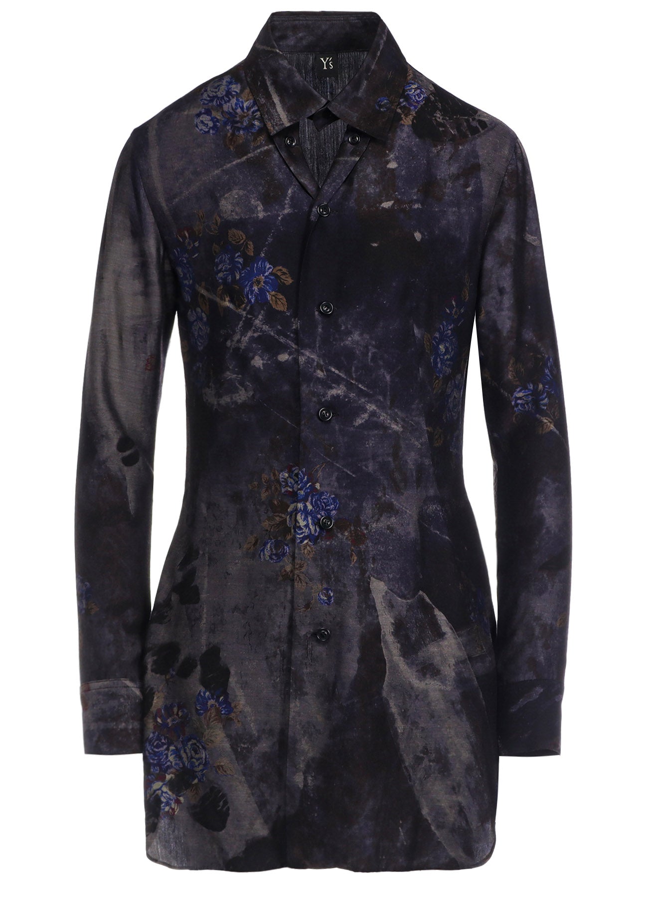 CU/Twill Stepped on Flower Print Open Neck Blouse - Women's Fashion Top for Casual Outings & Office Wear