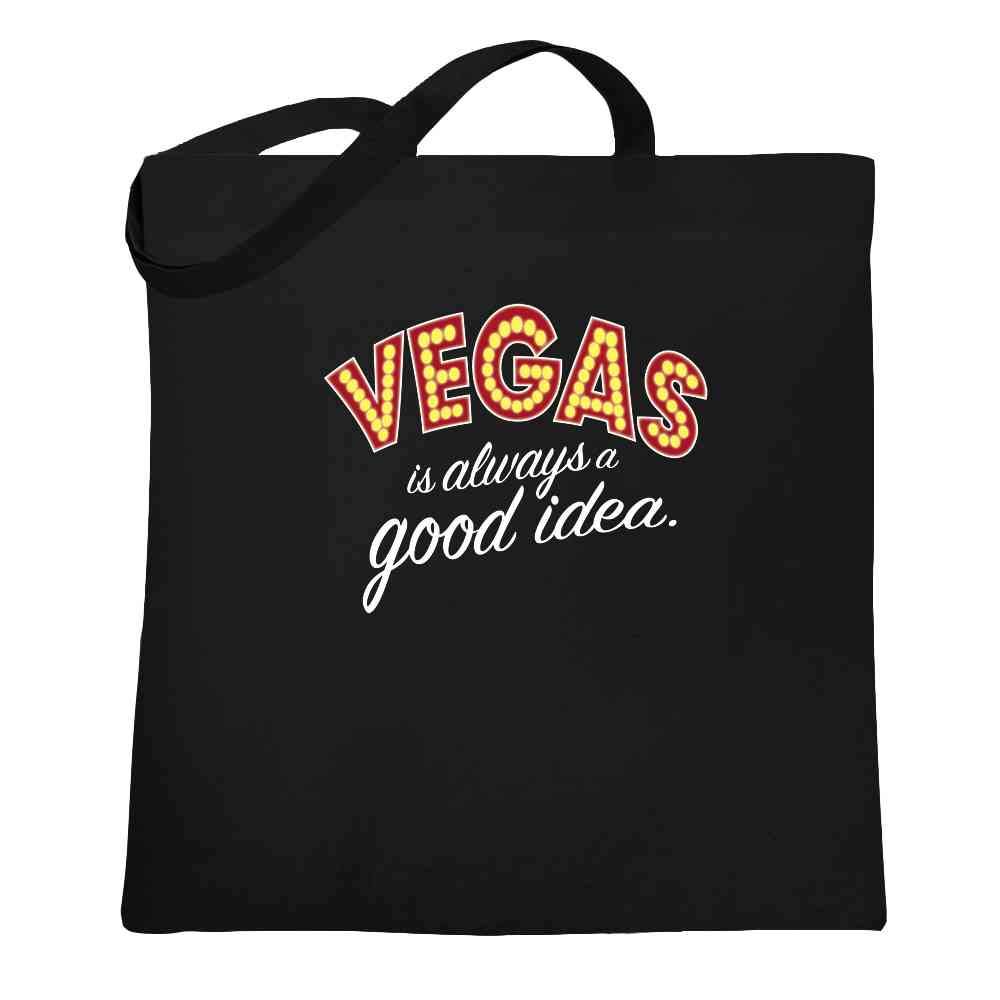 Pop Threads Las Vegas Is Always A Good Idea Travel Vacation Black 15x15 inches Large Canvas Tote Bag - Perfect for Beach, Shopping & Weekend Getaways