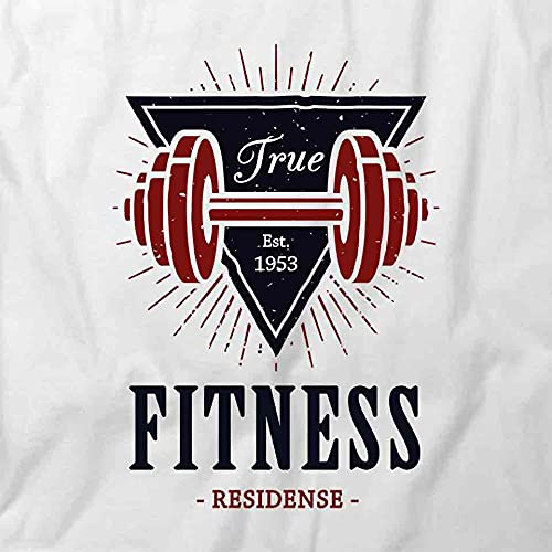 True Fitness Residence T-Shirt - White Printed Graphic Tee for Men & Women | Gym, Workout, Casual Wear