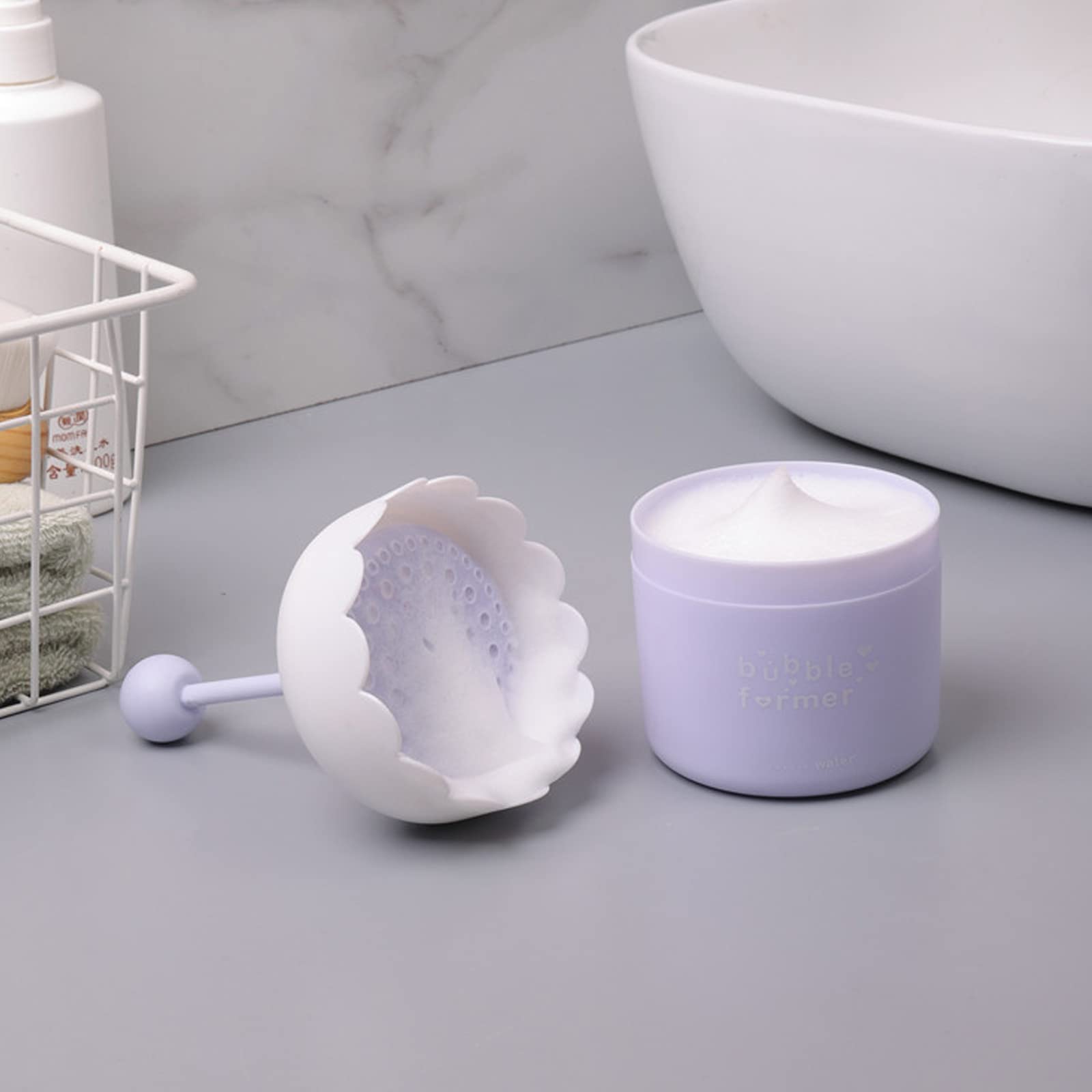 Quick Foaming Manual Face Foam Maker Cup - Cute Skincare Tool & Soap Dispenser for Home, Bathroom, Travel (Purple) | Perfect for Daily Facial Cleansing & Travel Skincare Routine