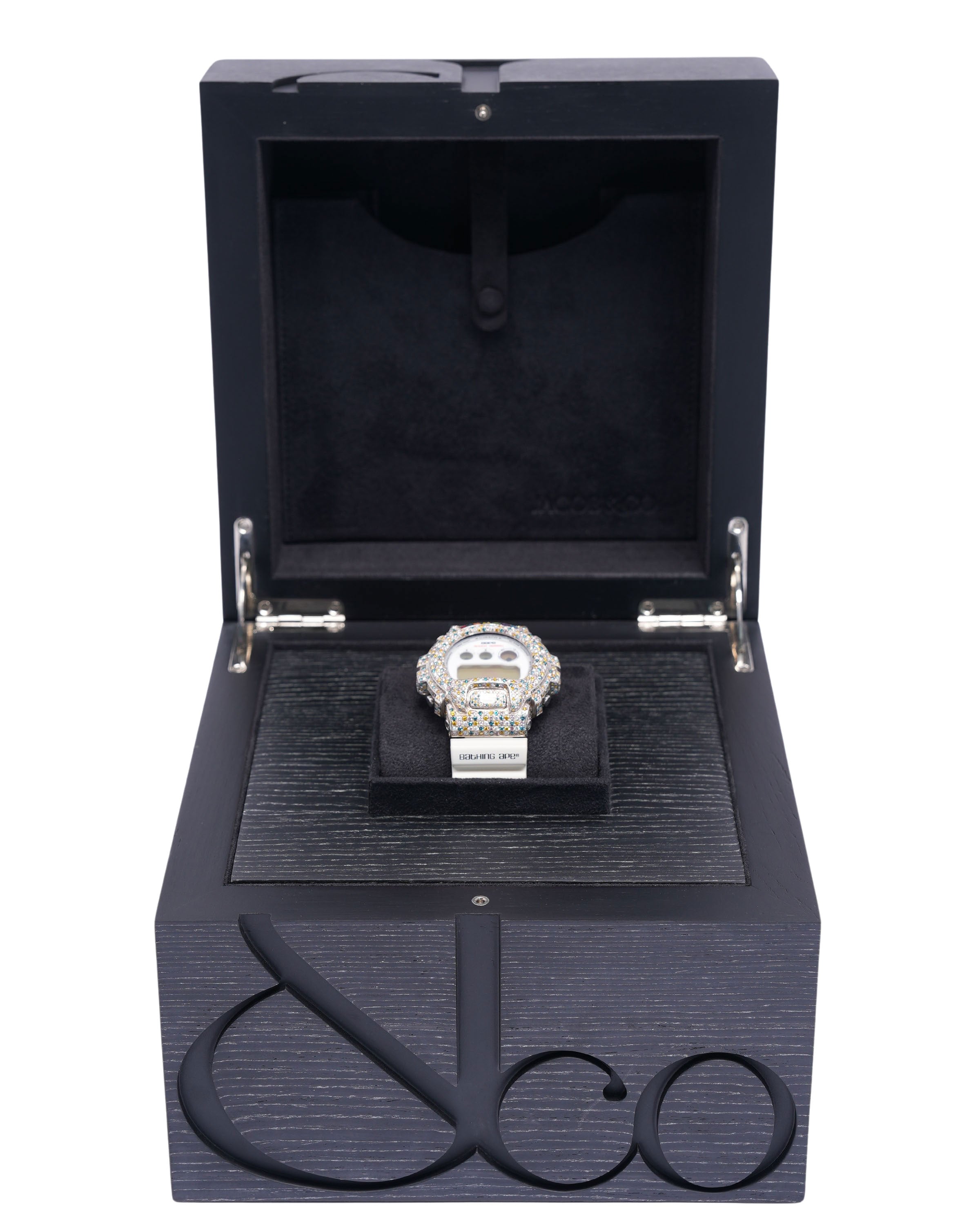 18K White Gold Casio G-Shock × BAPE DW-6900 Luxury Watch - Stylish & Durable for Men, Perfect for Streetwear & Outdoor Adventures