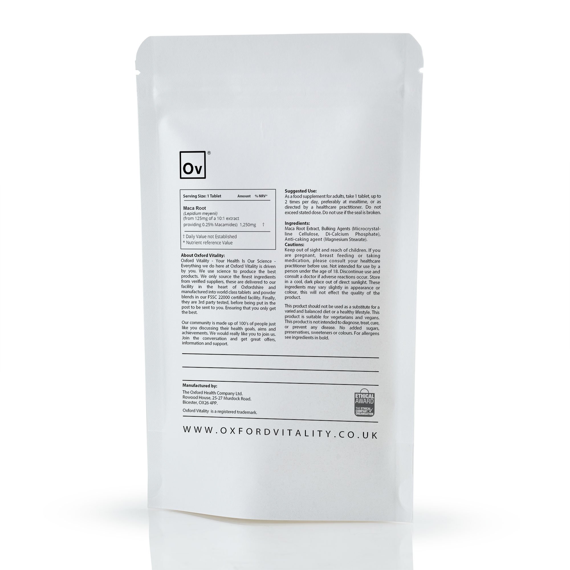 Premium Maca Root Supplement 1250mg - Natural Energy Booster for Men & Women - Supports Libido, Fertility & Vitality - Vegan & Non-GMO - Ideal for Workout, Stress Relief & Daily Wellness - Oxford Vitality