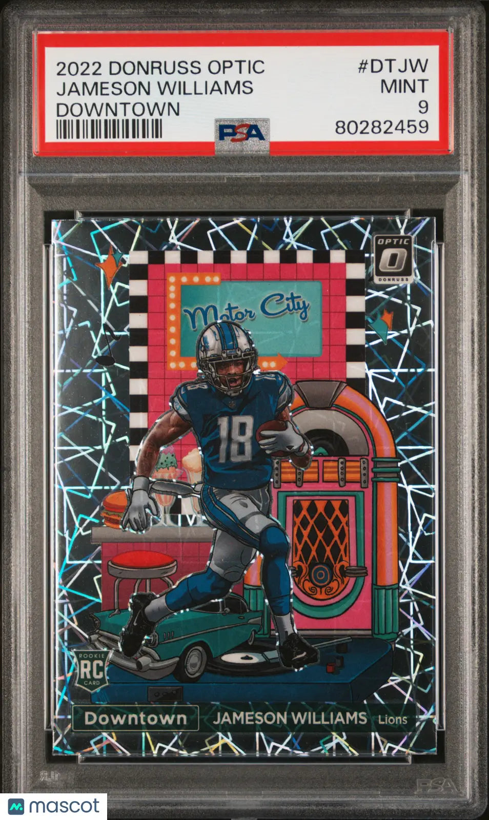 2022 Panini Donruss Optic Downtown Jameson Williams Rookie Card PSA 9 Mint #DT JW - Perfect for Football Card Collectors and Sports Memorabilia Enthusiasts