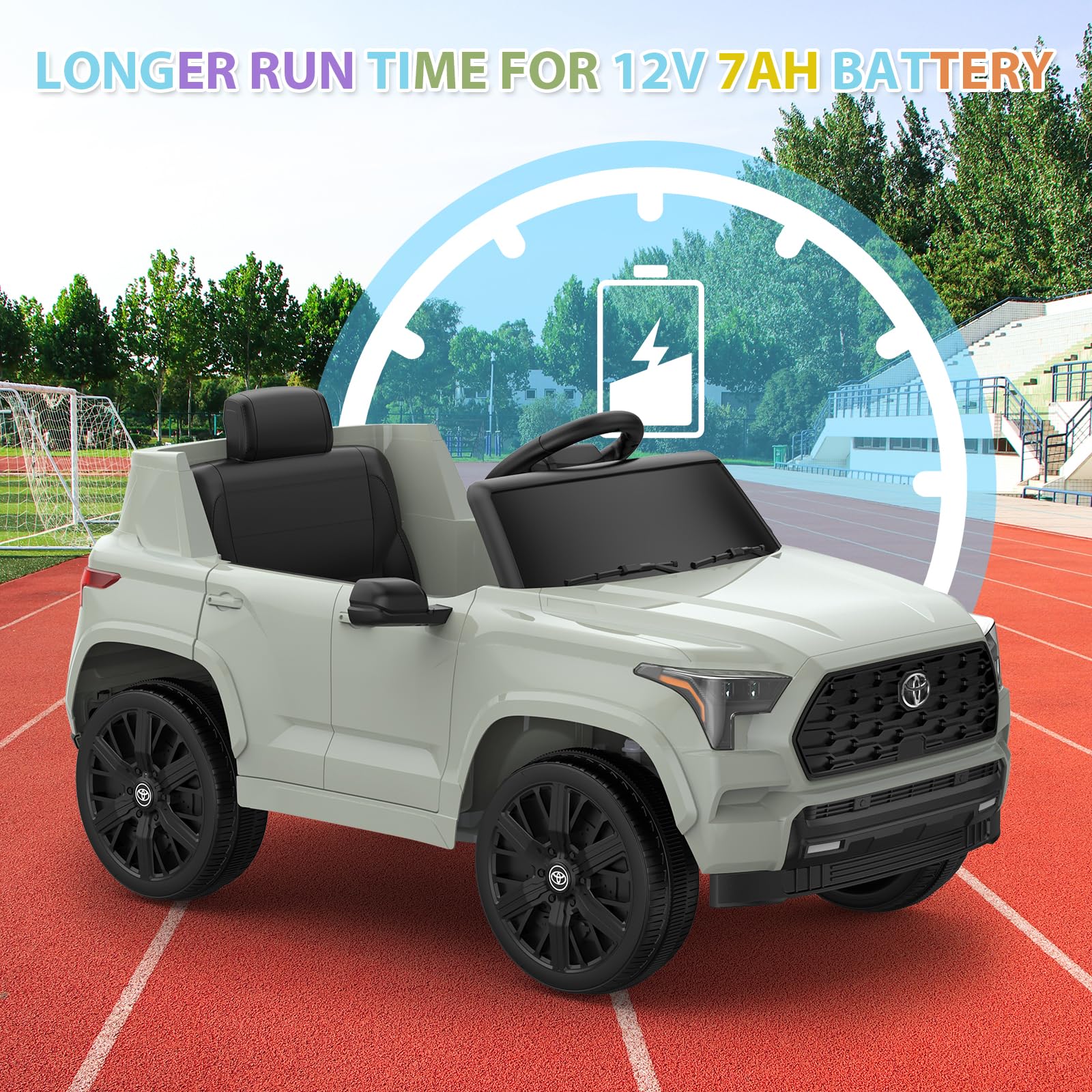 12V Battery Powered Kids Ride on Truck - Licensed Toyota Electric Car for Children with Remote Control, Spring Suspension, LED Lights & Music | 3 Speed Modes | Outdoor Play, Birthday Gifts, Backyard Fun