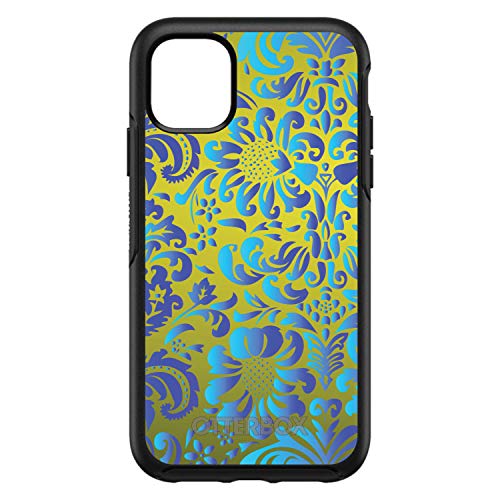 Green Blue Teal Floral Pattern On Black Case