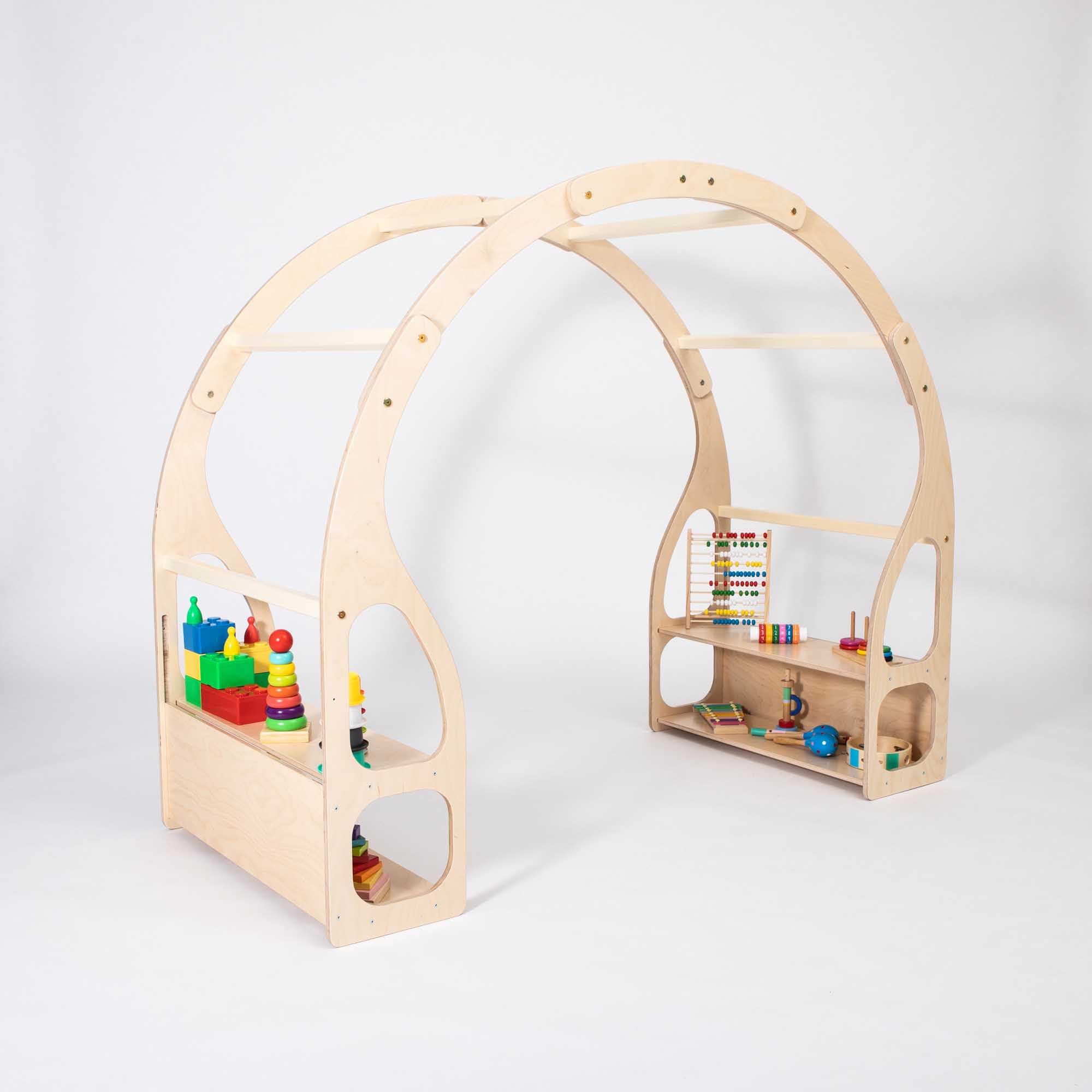 Montessori Playstand for Kids & Toddlers - Wooden Toy Shelf, Book Storage Organizer - Perfect for Playrooms, Classrooms & Montessori Learning Spaces